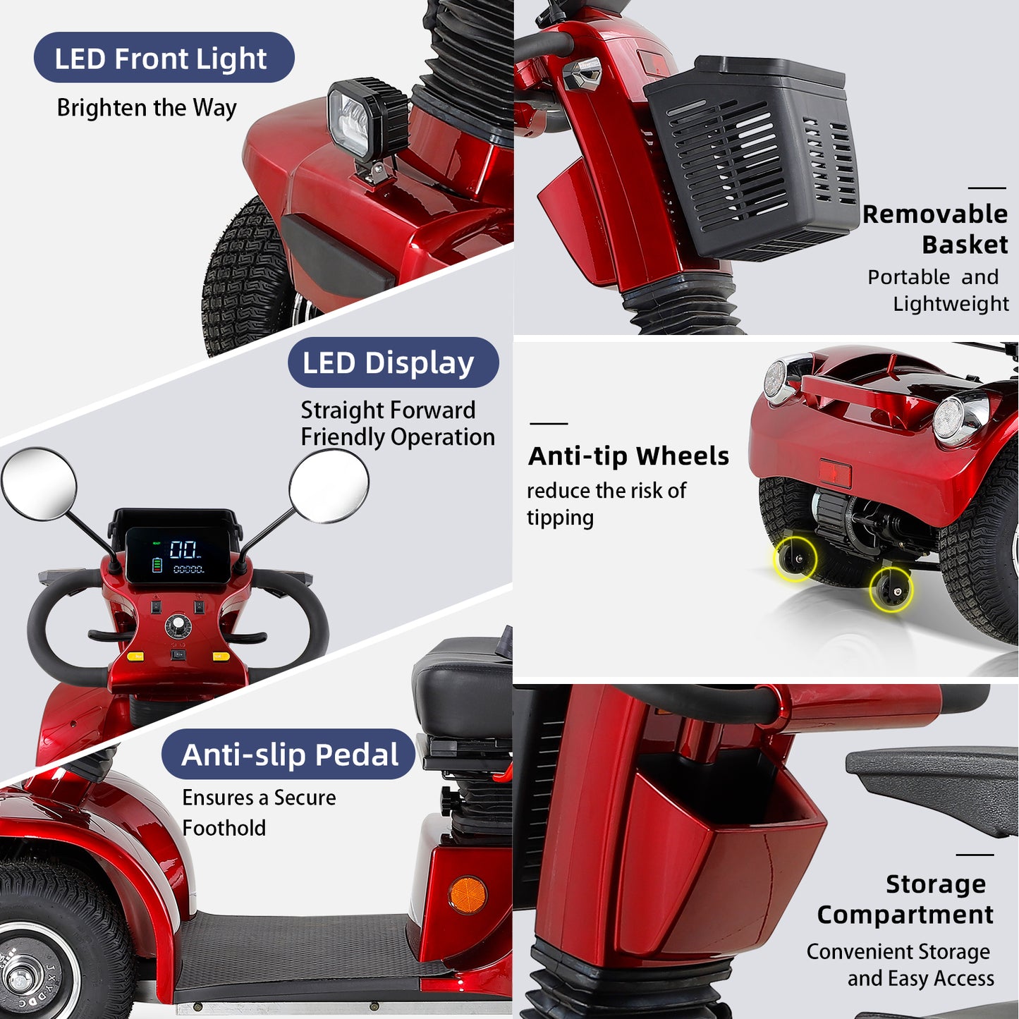 Heavy-Duty All-Terrain Mobility Scooter for Seniors - Remote Control, Adjustable Seating & Anti-Theft Alarm (69.7"L x 26"W)