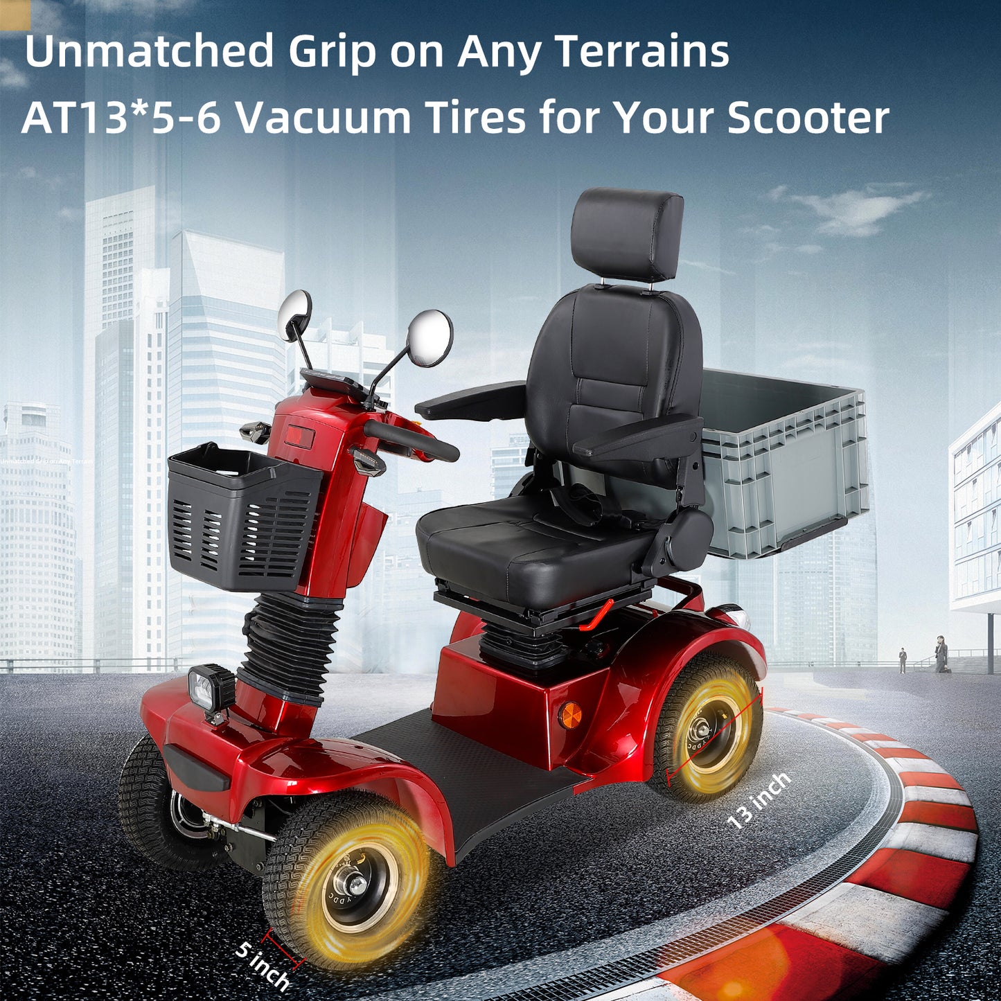 Heavy-Duty All-Terrain Mobility Scooter for Seniors - Remote Control, Adjustable Seating & Anti-Theft Alarm (69.7"L x 26"W)