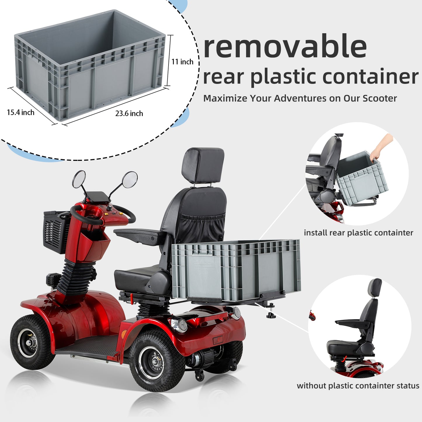 Heavy-Duty All-Terrain Mobility Scooter for Seniors - Remote Control, Adjustable Seating & Anti-Theft Alarm (69.7"L x 26"W)