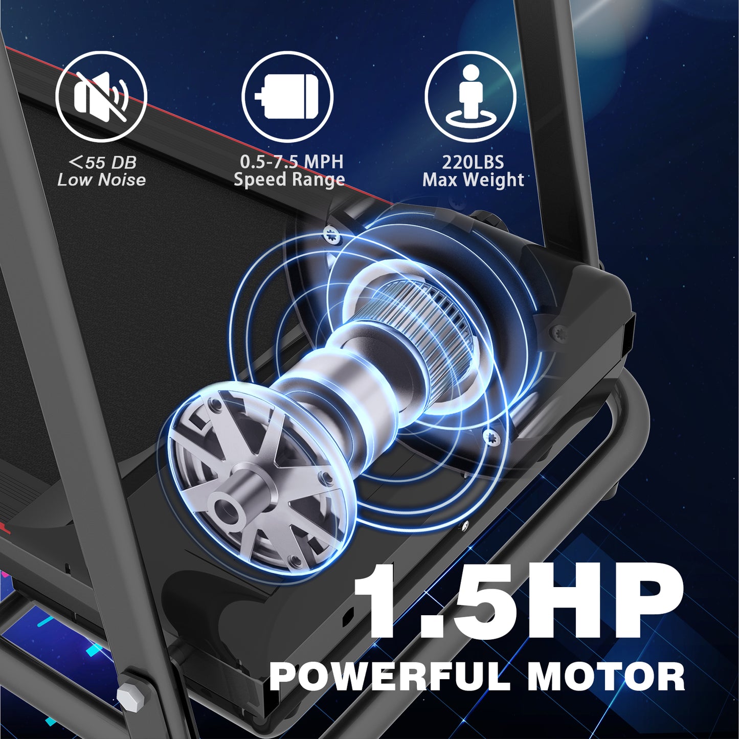 Foldable Incline Treadmill for Home Use - 250LBS Capacity Electric Running Machine with Bluetooth Speakers & Heart Rate Monitor, 3-Level Adjustable Slope, Space-Saving Design