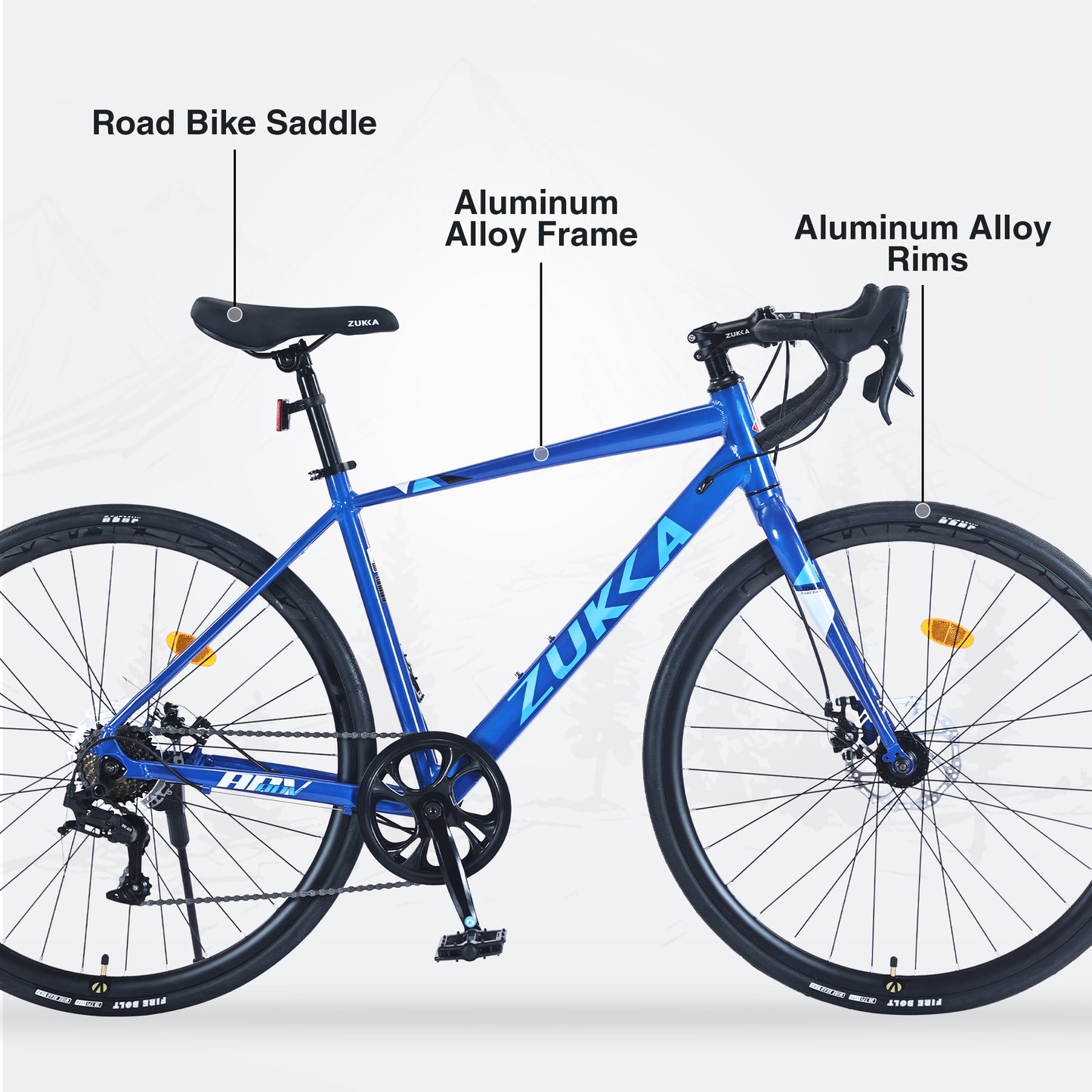 700C Aluminum Road Bike for Men & Women - 7-Speed Lightweight Commuter Bike with Dual Disc Brakes, 700x28C Tires, 85% Pre-Assembled (Blue)