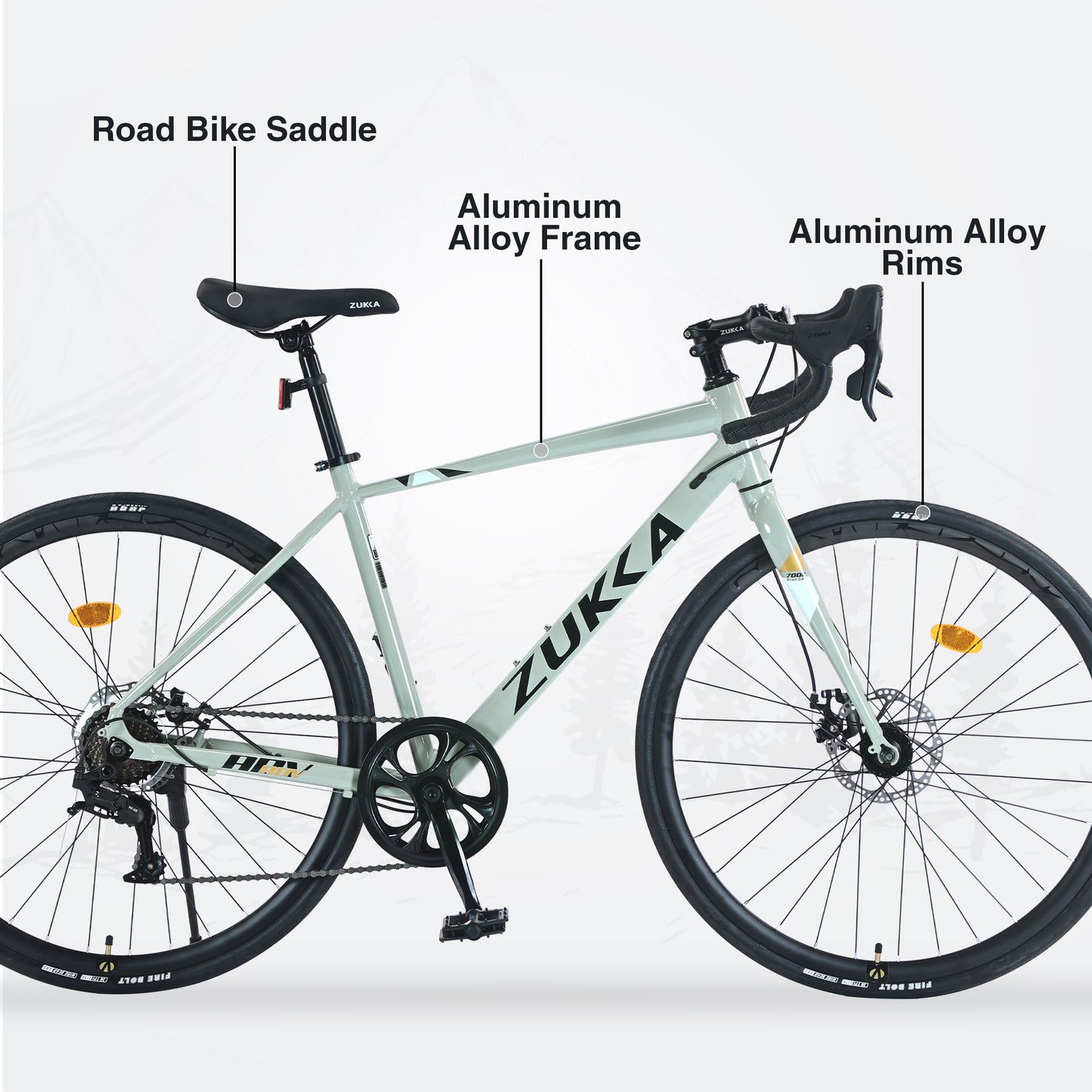 700C Aluminum Road Bike for Men & Women - 7-Speed Lightweight Commuter Bike with Dual Disc Brakes, 700x28C Tires, 85% Pre-Assembled (Green)