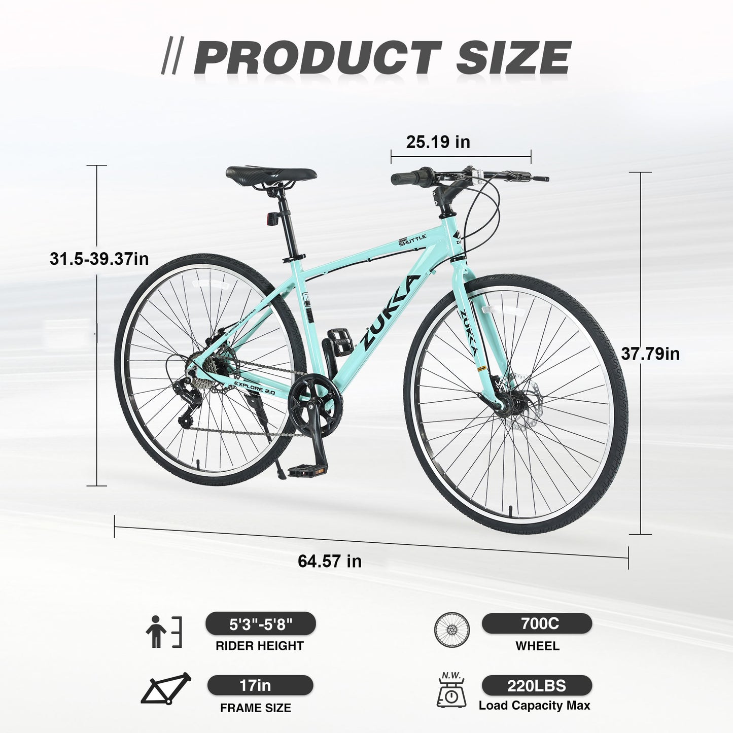 7-Speed Aluminum Hybrid Commuter Bike - 700C Light weight Frame, Dual Disc Brakes, Pre-Assembled City Road Bicycle for Men & Women - Green