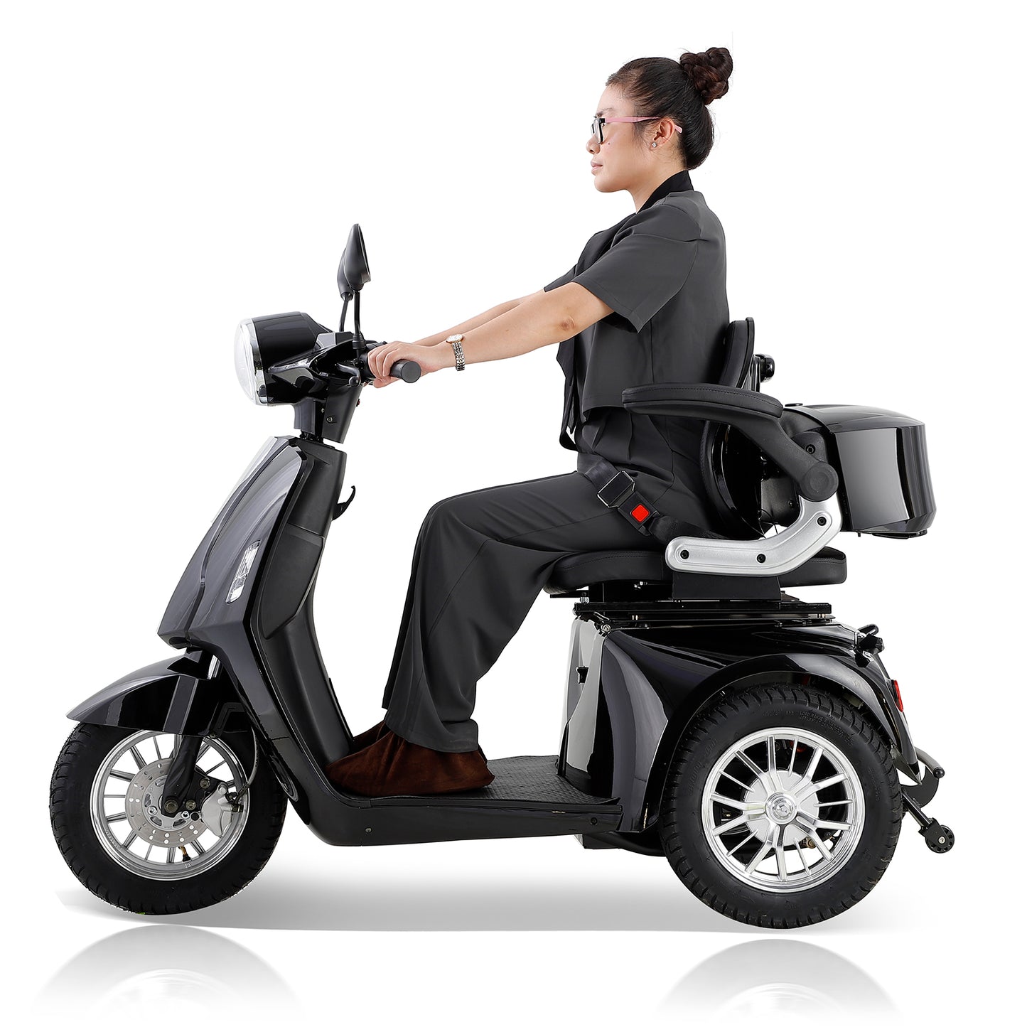 Heavy-Duty Electric Mobility Scooter for Seniors - High Power Motor, Extra-Large Seat & Anti-Theft Alarm, All-Terrain ABS+PC Scooter (Black)
