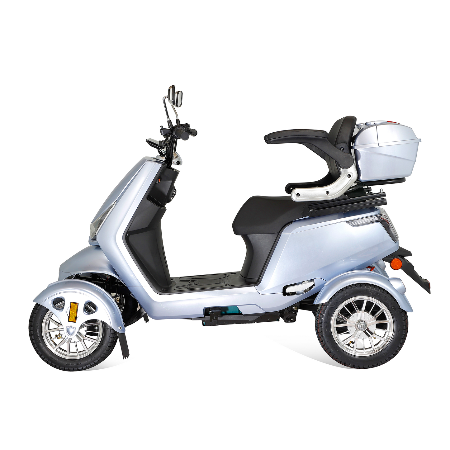 Extra-Large Electric Mobility Scooter for Seniors - High-Power Motor, Keyless Security & All-Terrain Tires, Heavy-Duty ABS+PC Frame (Silver)