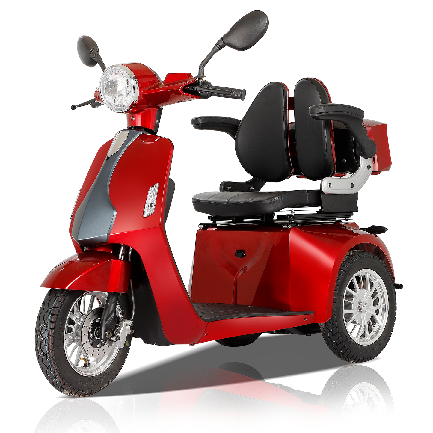 Seniors' Heavy-Duty Electric Mobility Scooter - Dual-Motor Power, Encrypted Remote Control & All-Weather Tires, 242lbs Capacity ABS+PC Frame (Red)