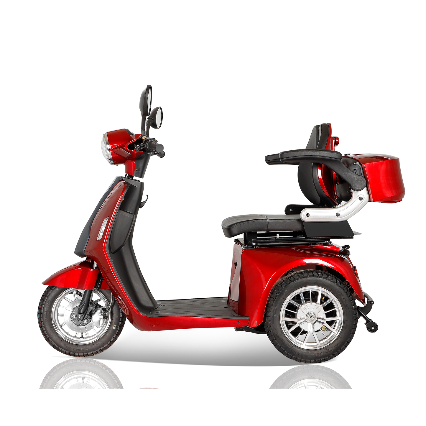 Seniors' Heavy-Duty Electric Mobility Scooter - Dual-Motor Power, Encrypted Remote Control & All-Weather Tires, 242lbs Capacity ABS+PC Frame (Red)
