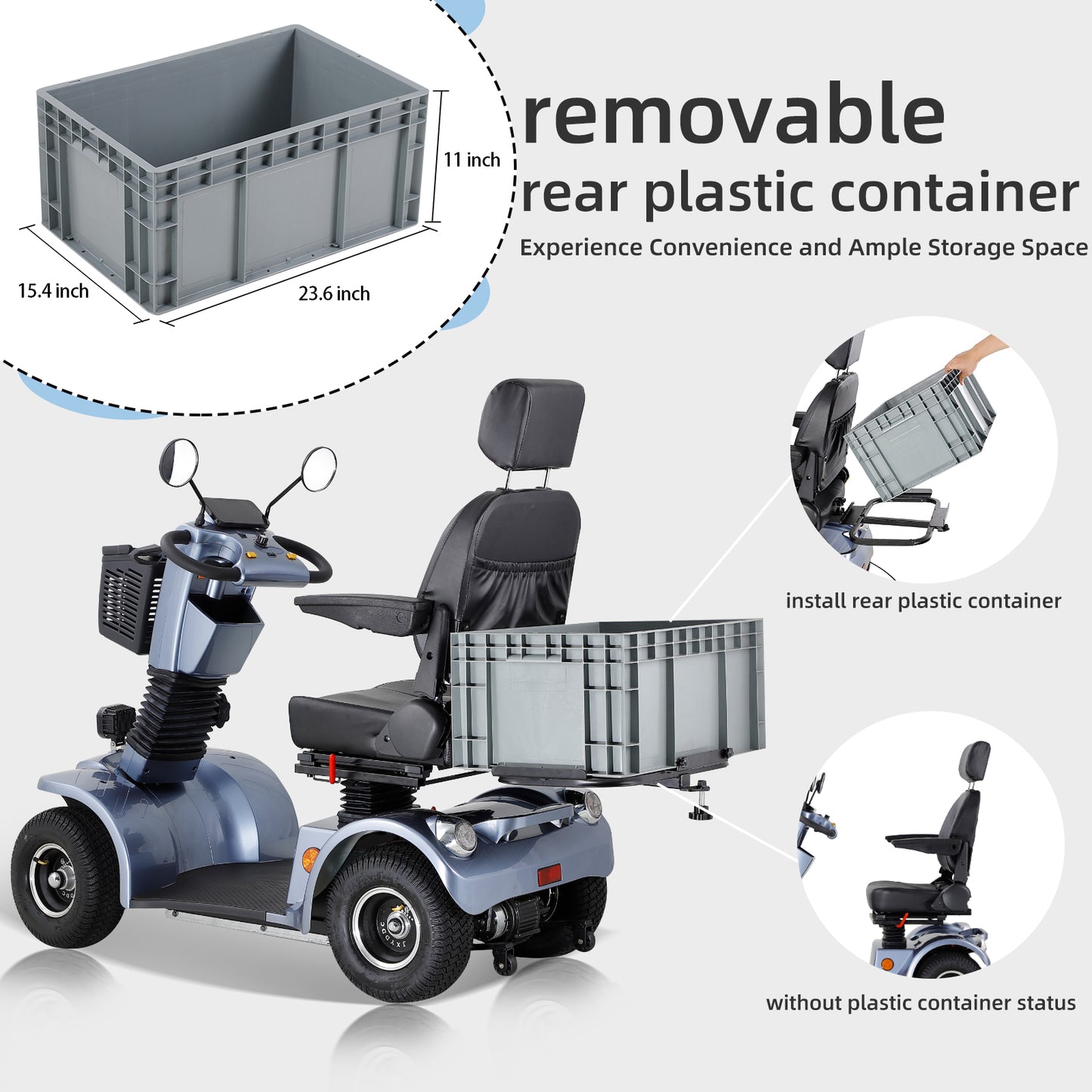 Long-Range Senior Mobility Scooter with Remote Lock, Adjustable Seat & All-Terrain Tires - 69.7" x 26" Foldable Electric Scooter for Adults