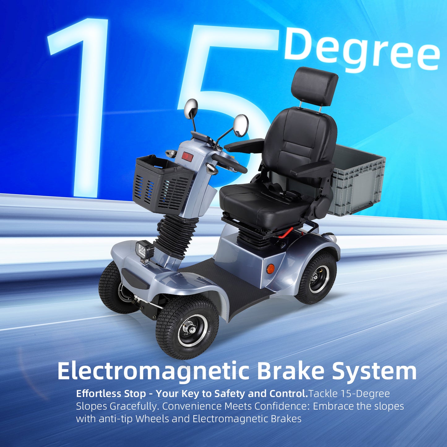 Long-Range Senior Mobility Scooter with Remote Lock, Adjustable Seat & All-Terrain Tires - 69.7" x 26" Foldable Electric Scooter for Adults