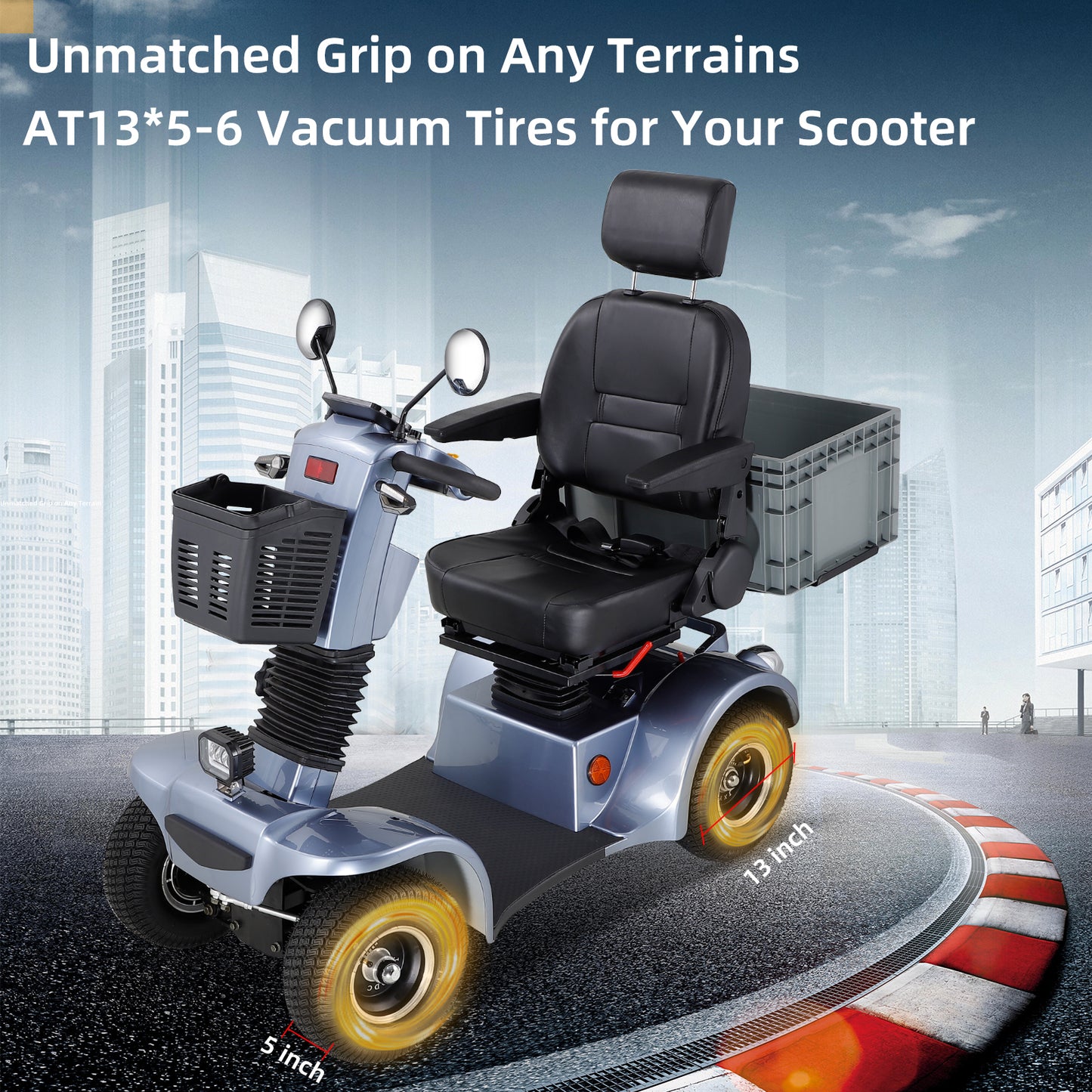 Long-Range Senior Mobility Scooter with Remote Lock, Adjustable Seat & All-Terrain Tires - 69.7" x 26" Foldable Electric Scooter for Adults