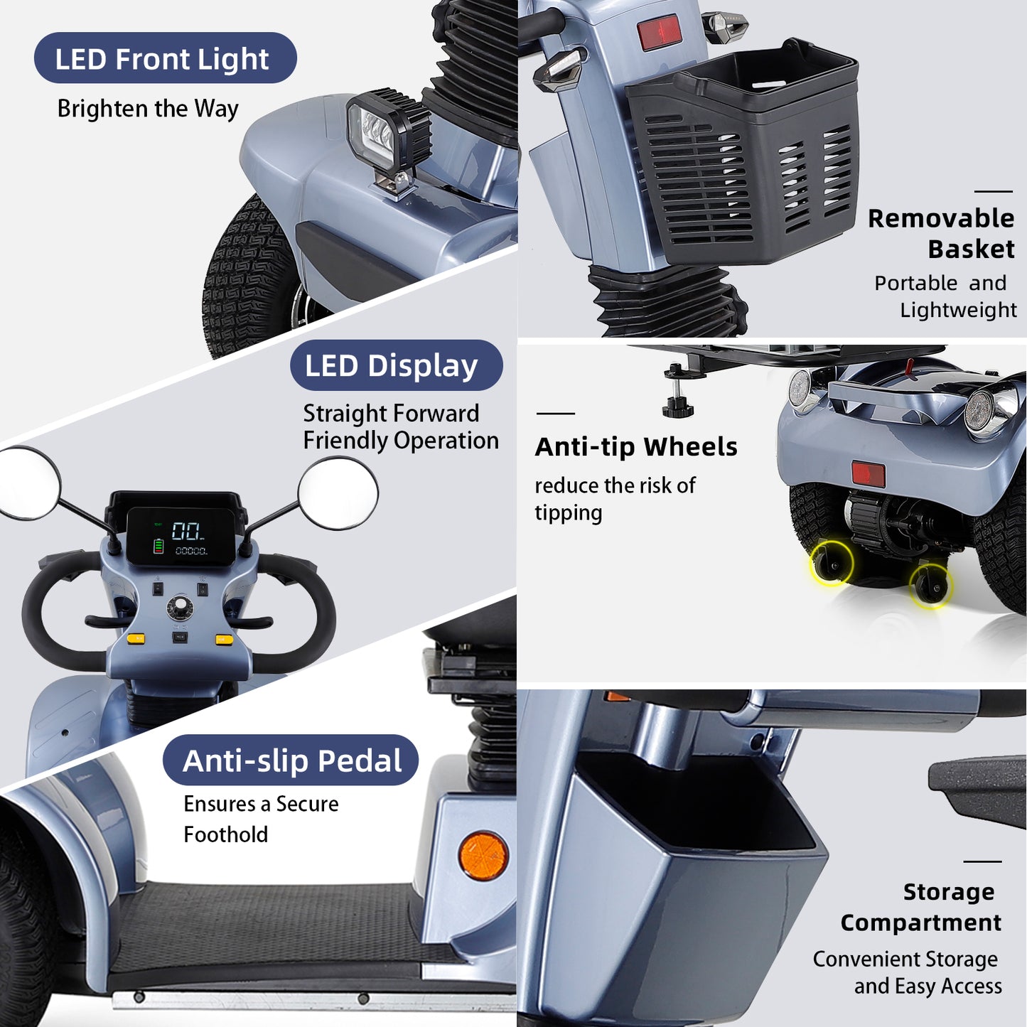 Long-Range Senior Mobility Scooter with Remote Lock, Adjustable Seat & All-Terrain Tires - 69.7" x 26" Foldable Electric Scooter for Adults