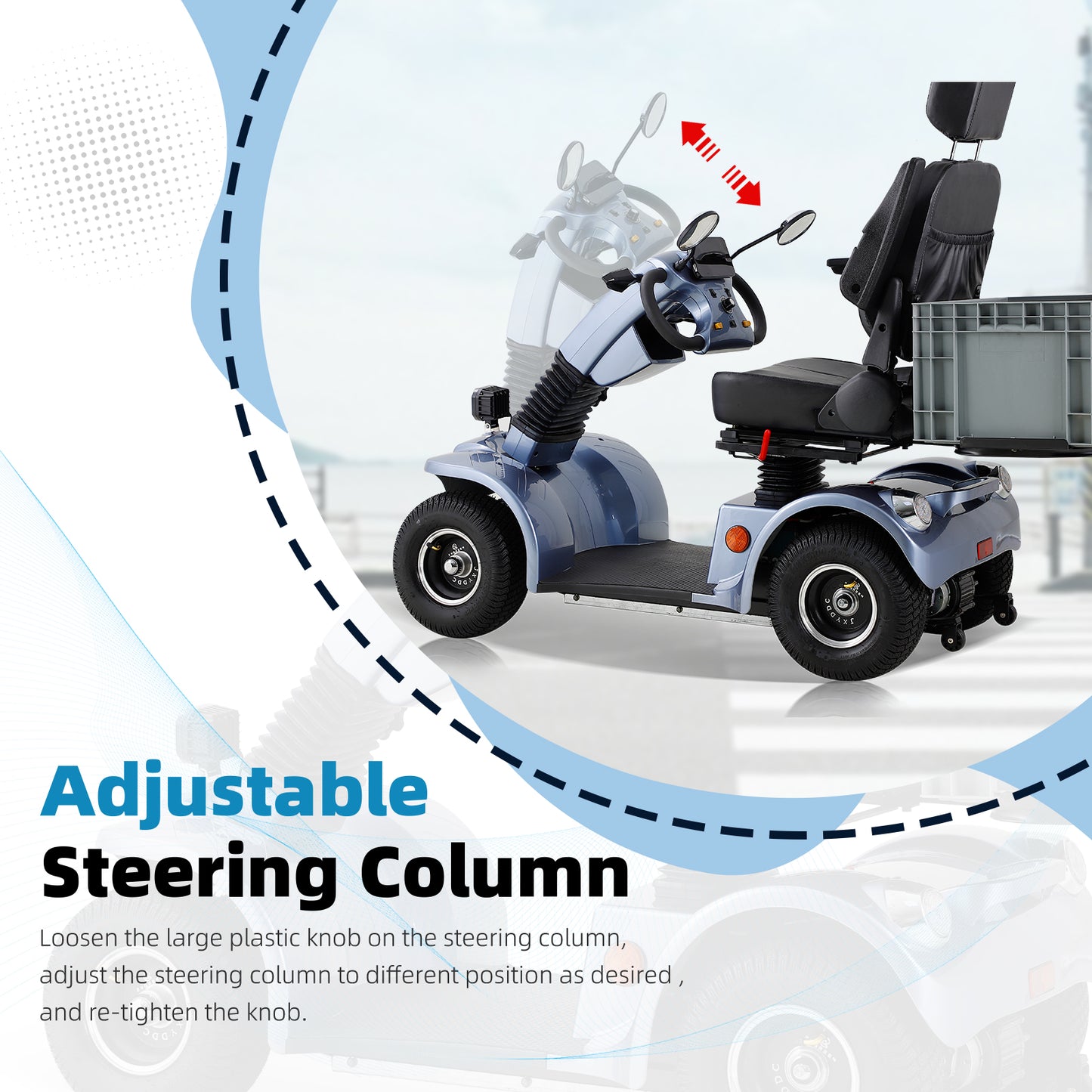 Long-Range Senior Mobility Scooter with Remote Lock, Adjustable Seat & All-Terrain Tires - 69.7" x 26" Foldable Electric Scooter for Adults
