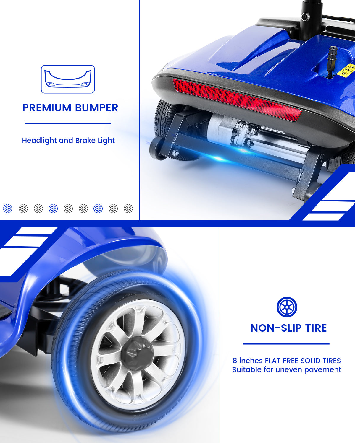 Folding Mobility Scooter for Adults - All-Terrain Electric Scooter with 350W Motor & Dual 12V20AH Batteries - Portable Collapsible Design for Seniors and Elderly-Blue