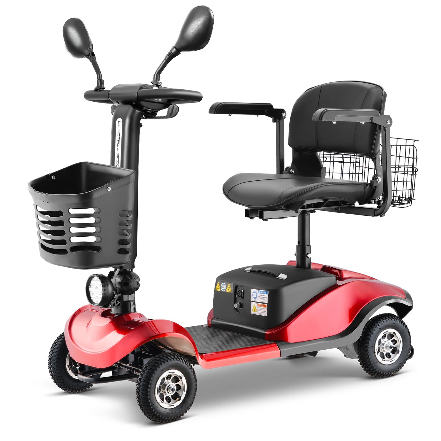 Folding Mobility Scooter for Adults - All-Terrain Electric Scooter with 350W Motor & Dual 12V20AH Batteries - Portable Collapsible Design for Seniors and Elderly-Red