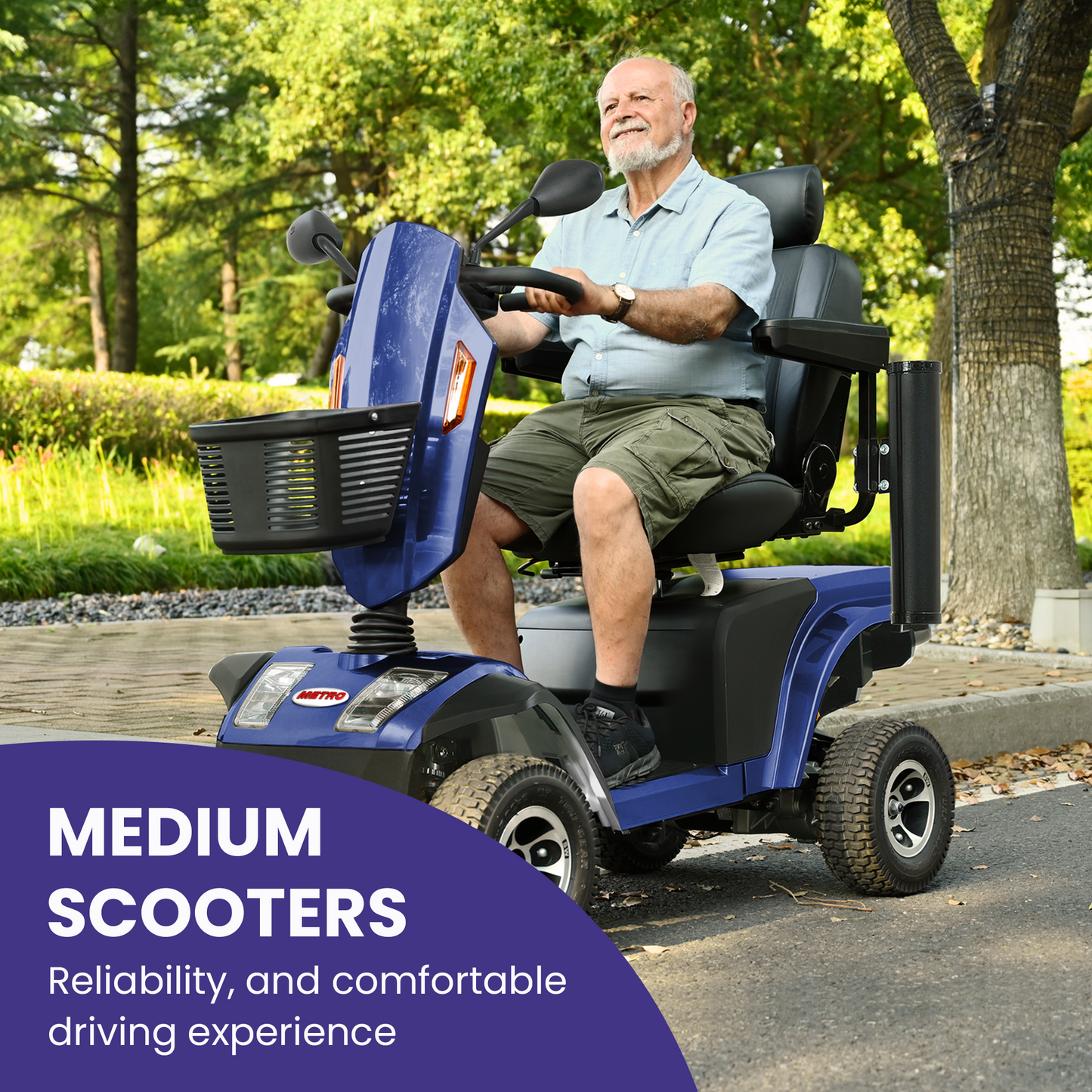 S500 Heavy Duty Mobility Scooter for Adults - Blue All-Terrain Electric Scooter with Turn Signals, Headlights & Suspension - High-Weight Capacity for Seniors & Disabled