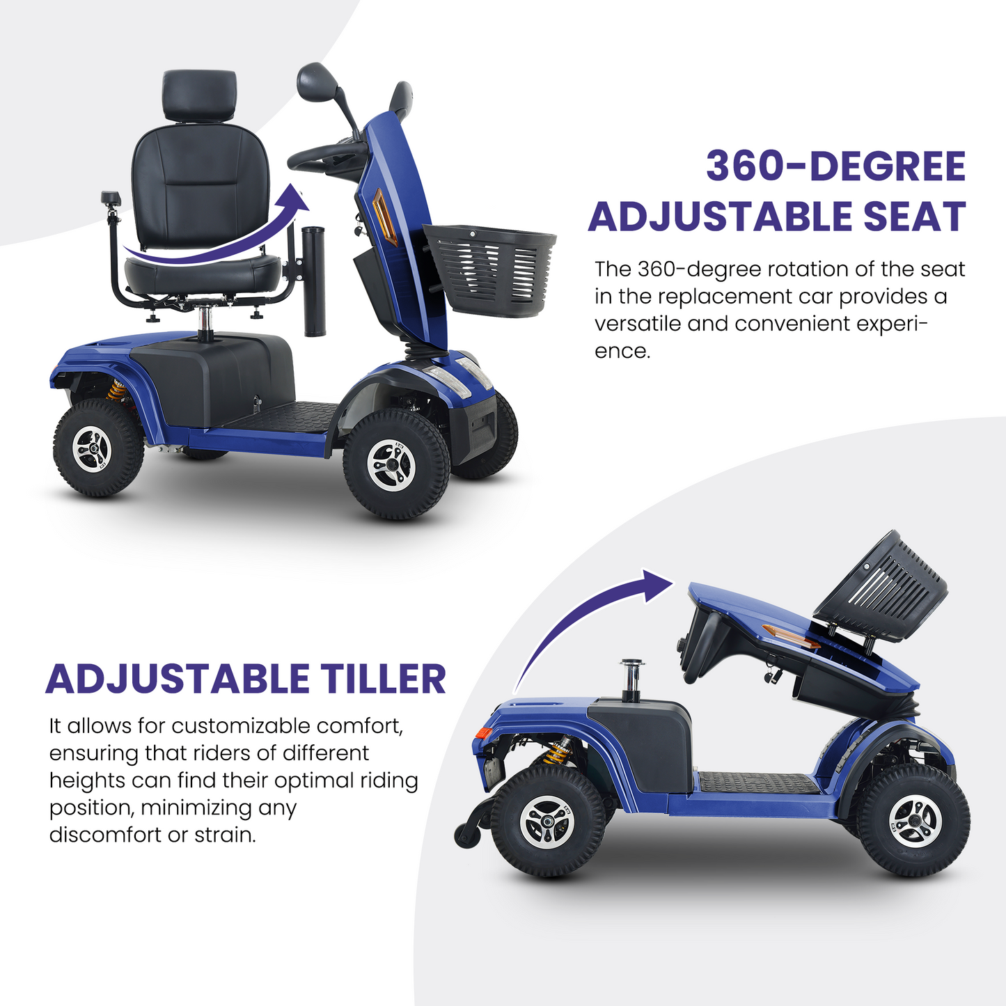 S500 Heavy Duty Mobility Scooter for Adults - Blue All-Terrain Electric Scooter with Turn Signals, Headlights & Suspension - High-Weight Capacity for Seniors & Disabled