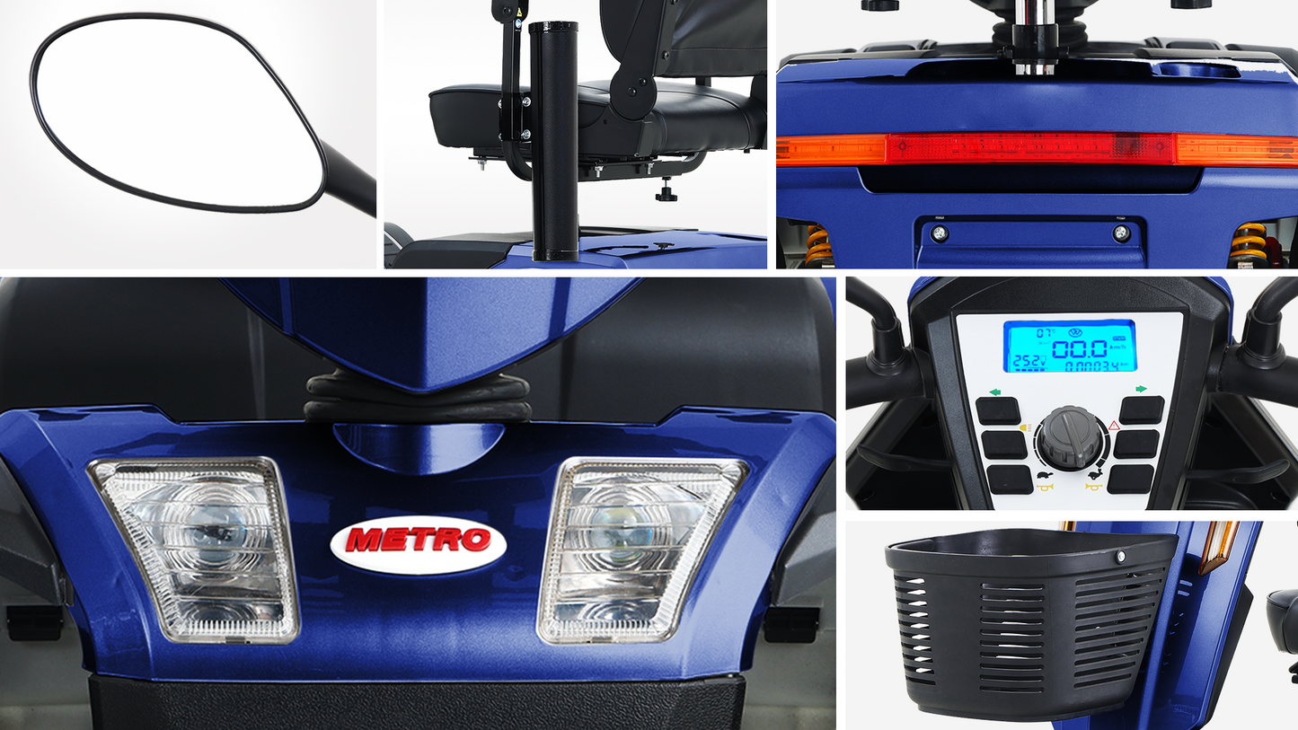 S500 Heavy Duty Mobility Scooter for Adults - Blue All-Terrain Electric Scooter with Turn Signals, Headlights & Suspension - High-Weight Capacity for Seniors & Disabled