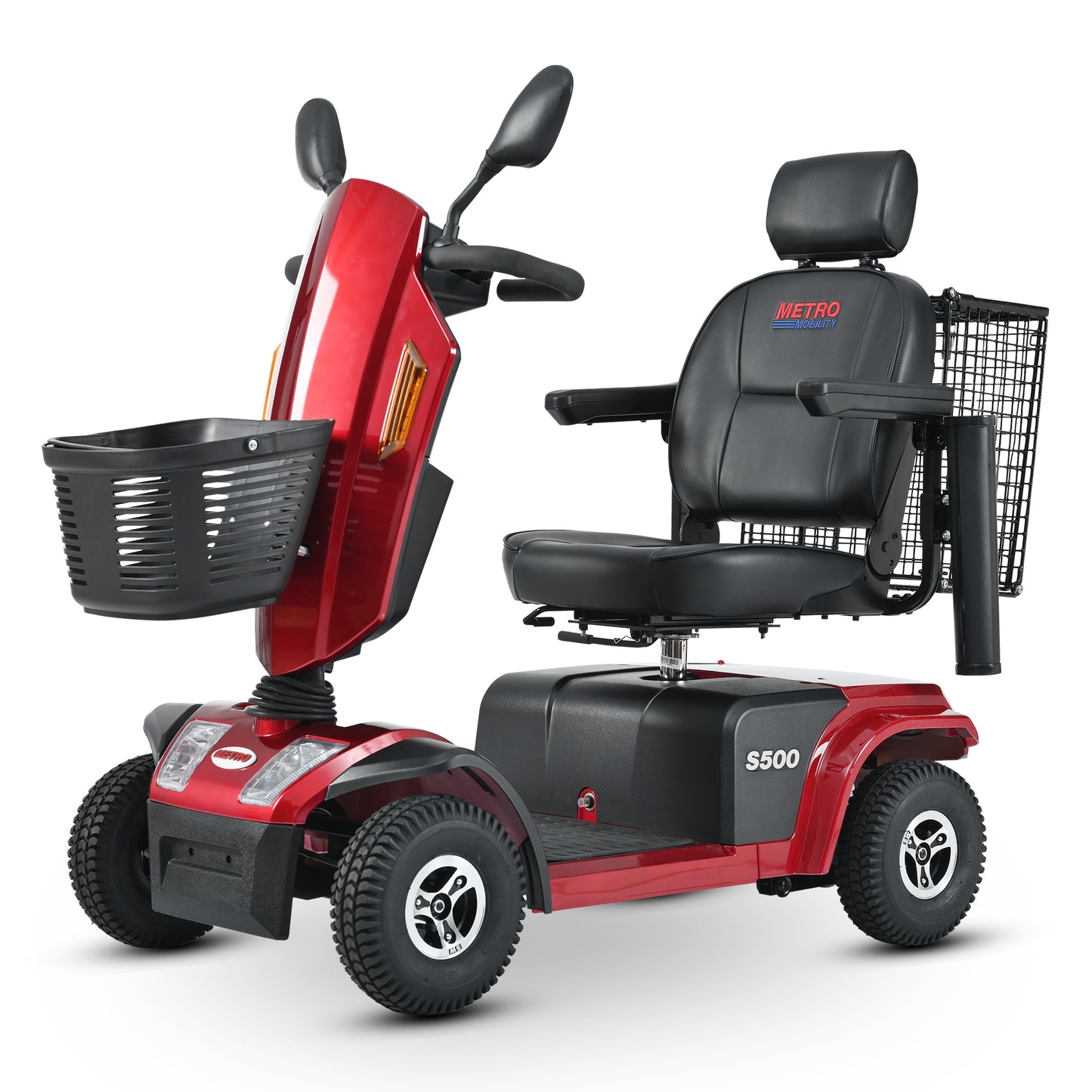 S500 Heavy Duty Mobility Scooter for Adults - Red All-Terrain Electric Scooter with Turn Signals, Headlights & Suspension - High-Weight Capacity for Seniors & Disabled