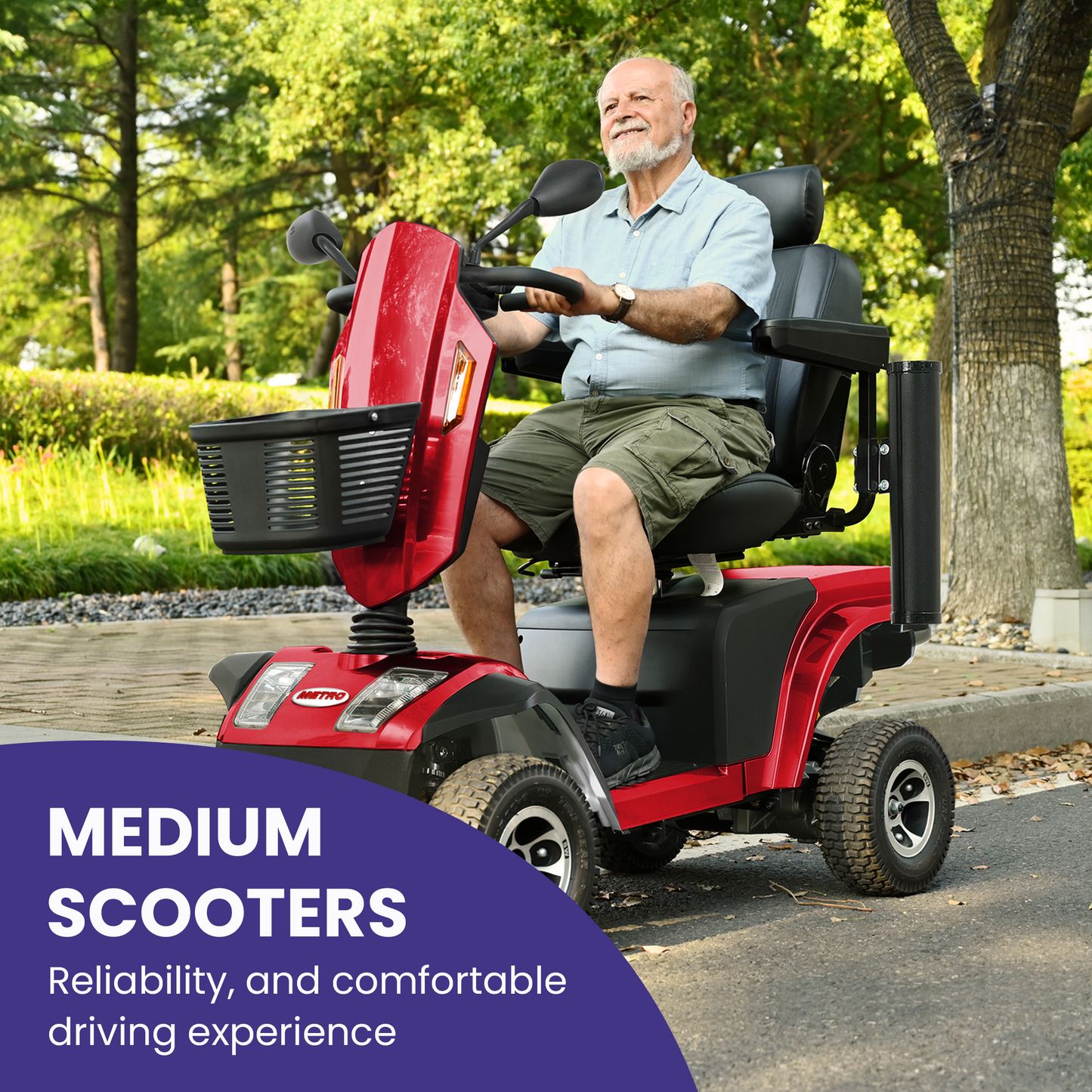 S500 Heavy Duty Mobility Scooter for Adults - Red All-Terrain Electric Scooter with Turn Signals, Headlights & Suspension - High-Weight Capacity for Seniors & Disabled