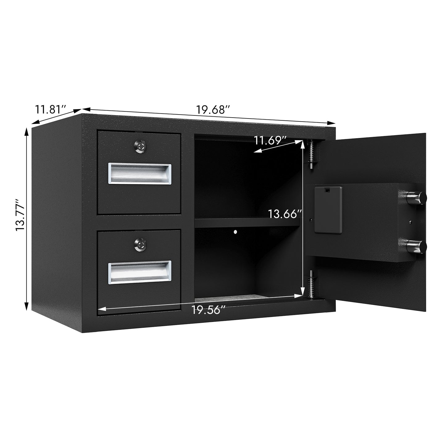 Black Steel Electronic Keypad Security Safe - 1.85 Cubic Feet for Cash, Jewelry & Documents (13.77x19.68x11.81 in)