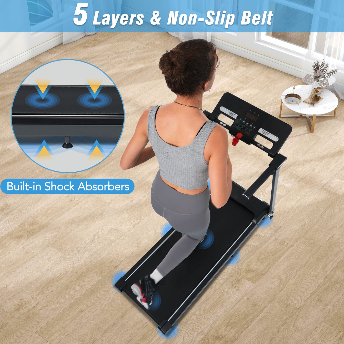 NEW Foldable Walking Pad Treadmill for Home & Office - 2.5HP Quiet Motor, 0.5-7.5MPH Speed, Manual Incline, 265LBS Capacity, Ultra-Compact Design