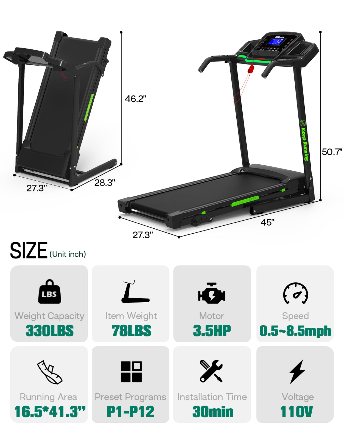 Premium Foldable Incline Treadmill for Home - Your Ultimate Fitness Companion with LED Display & APP