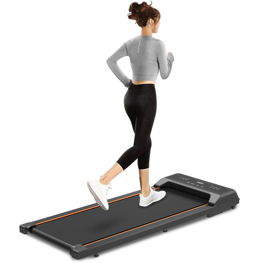 Slim Under Desk Walking Treadmill with LED Display & Remote Control - 2.5HP Quiet Motor, 265LBS Capacity, 5-Layer Shock Absorption for Home & Office Fitness