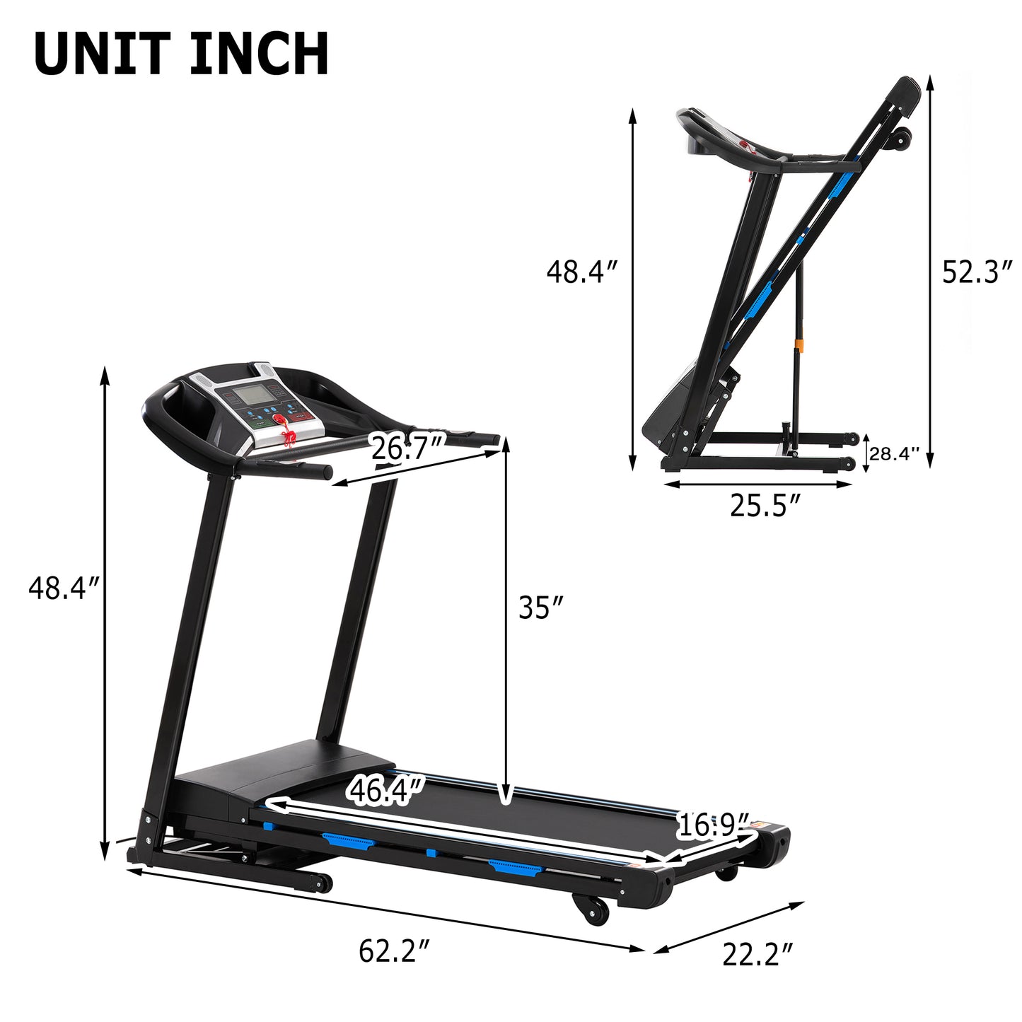 Professional 3.5HP Auto Incline Treadmill for Home Fitness 330LB Capacity Foldable Running Machine with App Integration Shock Absorption and Bluetooth Speakers