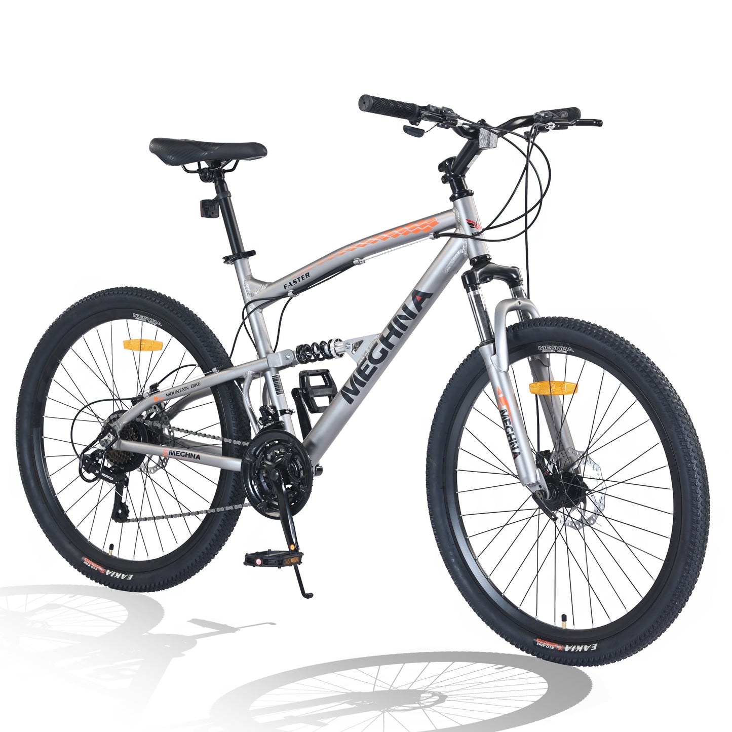 26 Inch Aluminum Alloy Mountain Bike for Men & Women - 21-Speed Gears, Dual Suspension, All-Terrain Tires, Front/Rear Disc Brakes (Silver)