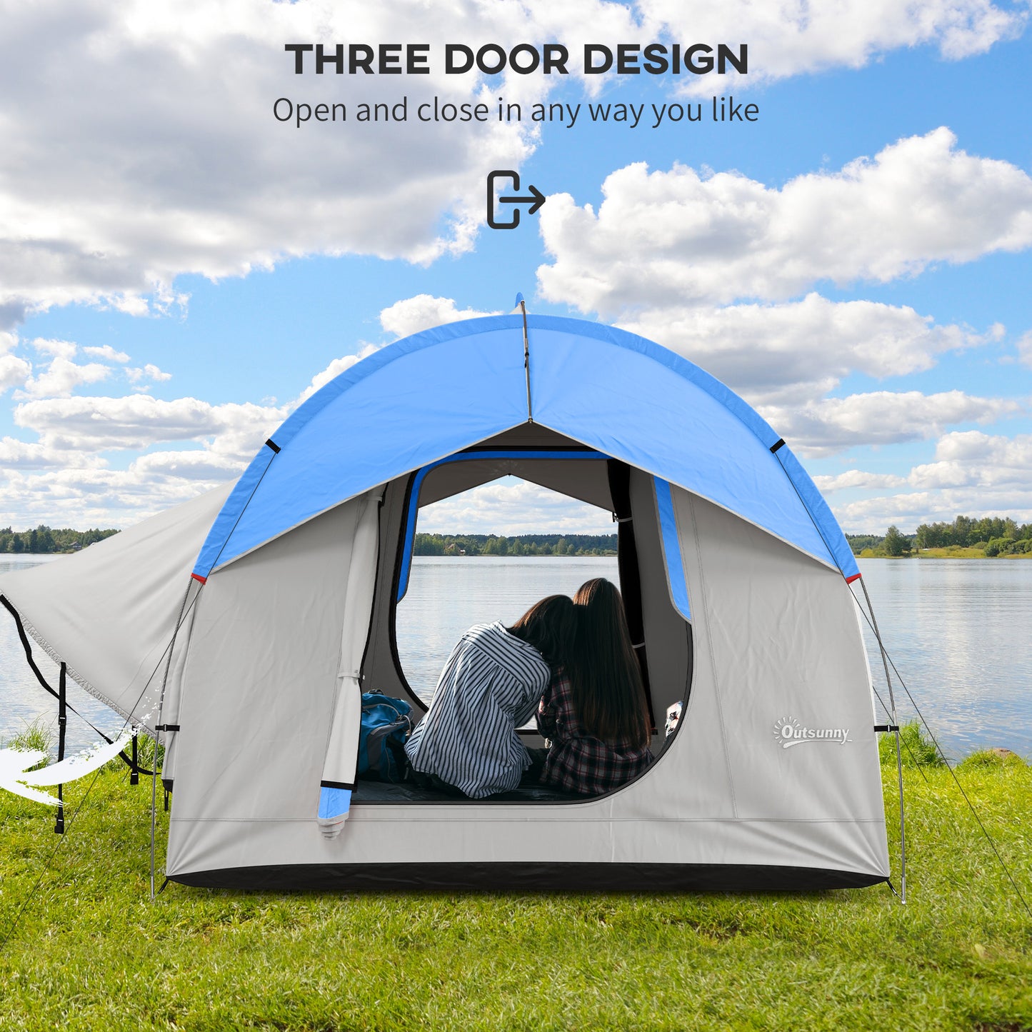 SUV Truck Tent for 5-6 People – 2000mm Waterproof Car Camping Shelter with 3 Doors, Mesh Ventilation & Universal Vehicle Compatibility