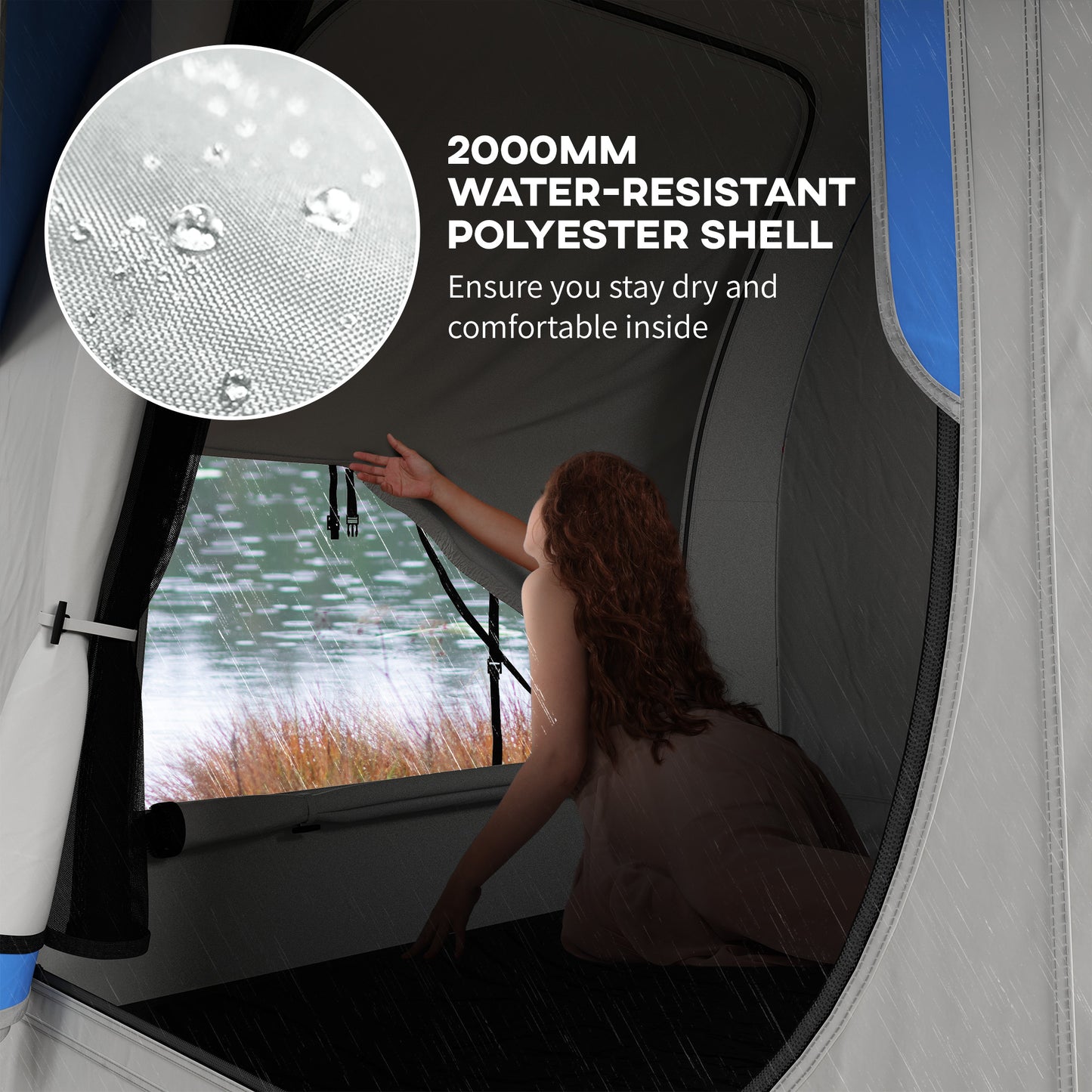 SUV Truck Tent for 5-6 People – 2000mm Waterproof Car Camping Shelter with 3 Doors, Mesh Ventilation & Universal Vehicle Compatibility