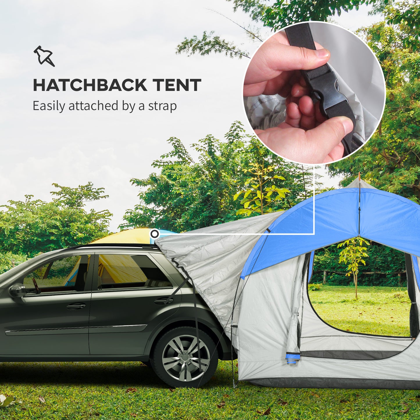 SUV Truck Tent for 5-6 People – 2000mm Waterproof Car Camping Shelter with 3 Doors, Mesh Ventilation & Universal Vehicle Compatibility