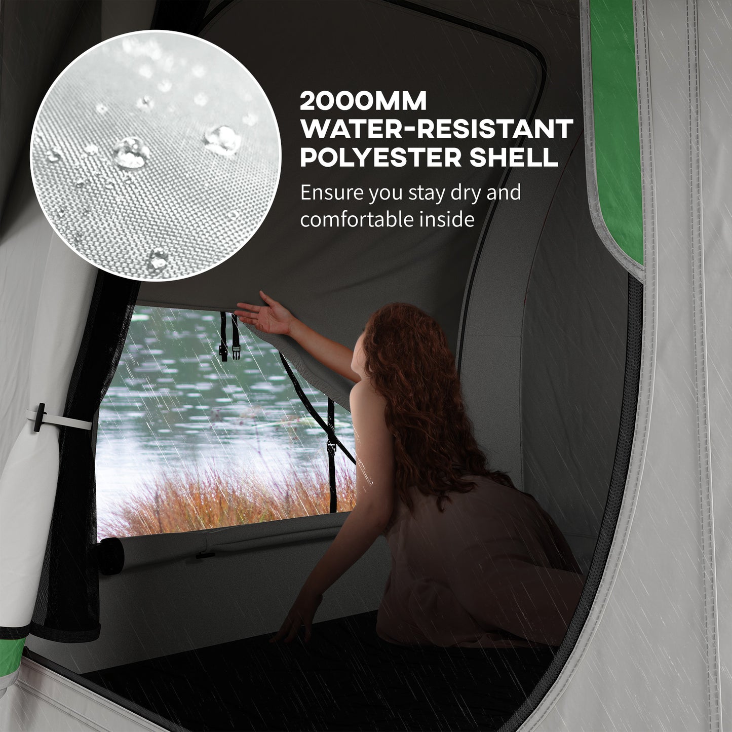 5-6 Person SUV Camping Tent – Heavy-Duty 2000mm Waterproof Shelter with 3 Doors, Mesh Windows & Universal Vehicle/Ground Setup