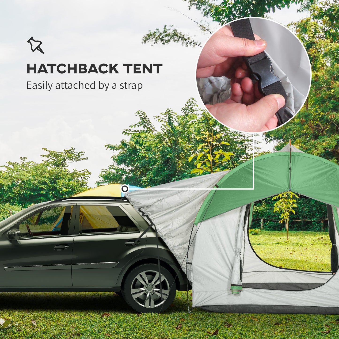 5-6 Person SUV Camping Tent – Heavy-Duty 2000mm Waterproof Shelter with 3 Doors, Mesh Windows & Universal Vehicle/Ground Setup