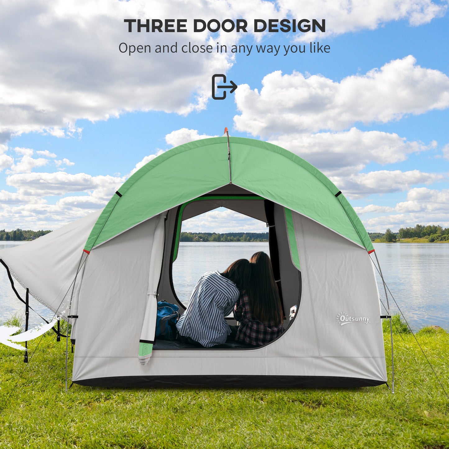 5-6 Person SUV Camping Tent – Heavy-Duty 2000mm Waterproof Shelter with 3 Doors, Mesh Windows & Universal Vehicle/Ground Setup
