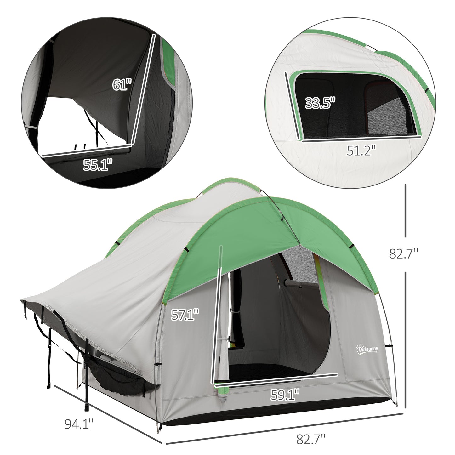 5-6 Person SUV Camping Tent – Heavy-Duty 2000mm Waterproof Shelter with 3 Doors, Mesh Windows & Universal Vehicle/Ground Setup