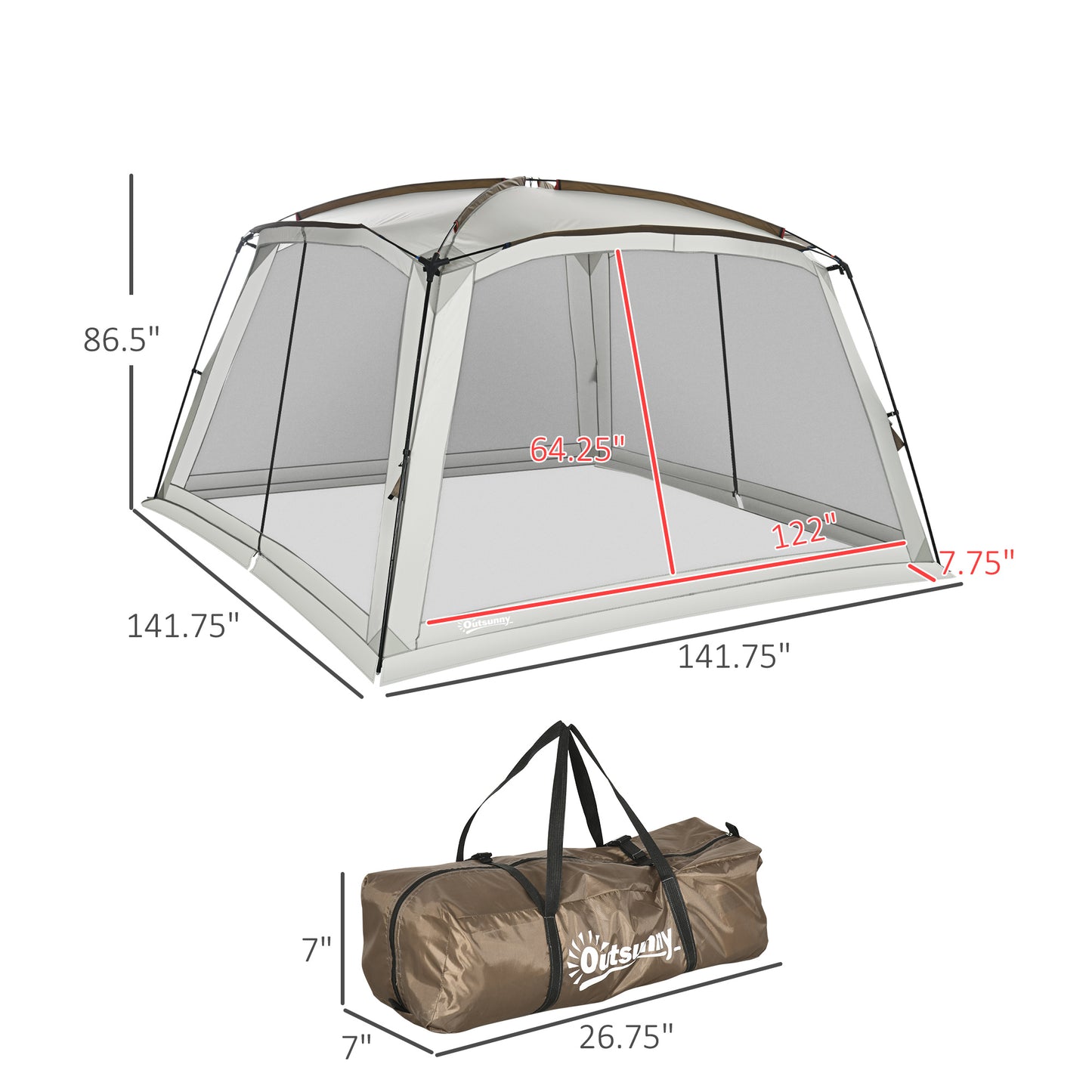 12'x12' UV50+ Screen House Tent for 6-8 People – Portable Camping Canopy with 2 Doors, Easy Setup &amp; Sun Protection for Outdoor Gatherings