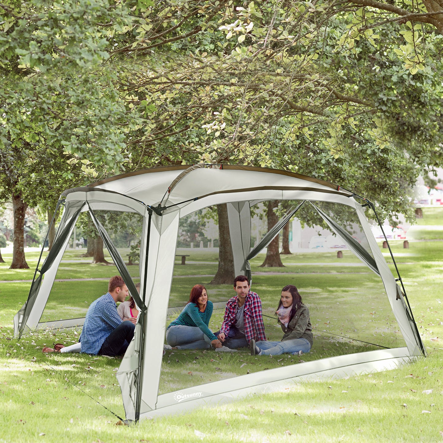 12'x12' UV50+ Screen House Tent for 6-8 People – Portable Camping Canopy with 2 Doors, Easy Setup &amp; Sun Protection for Outdoor Gatherings