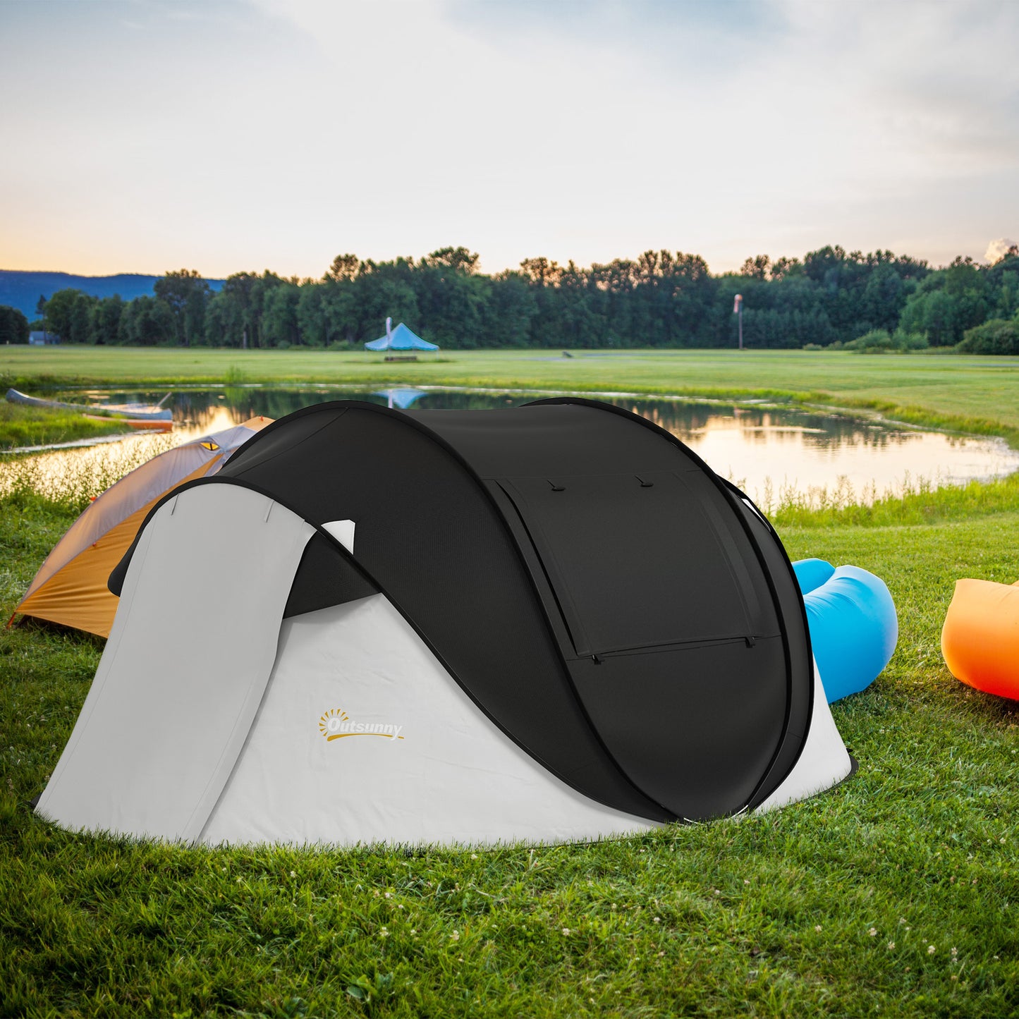 2-3 Person Pop Up Camping Tent with Rainproof Porch – 3000mm Waterproof, Instant Setup & Ventilated Mesh Windows for Outdoor Adventures