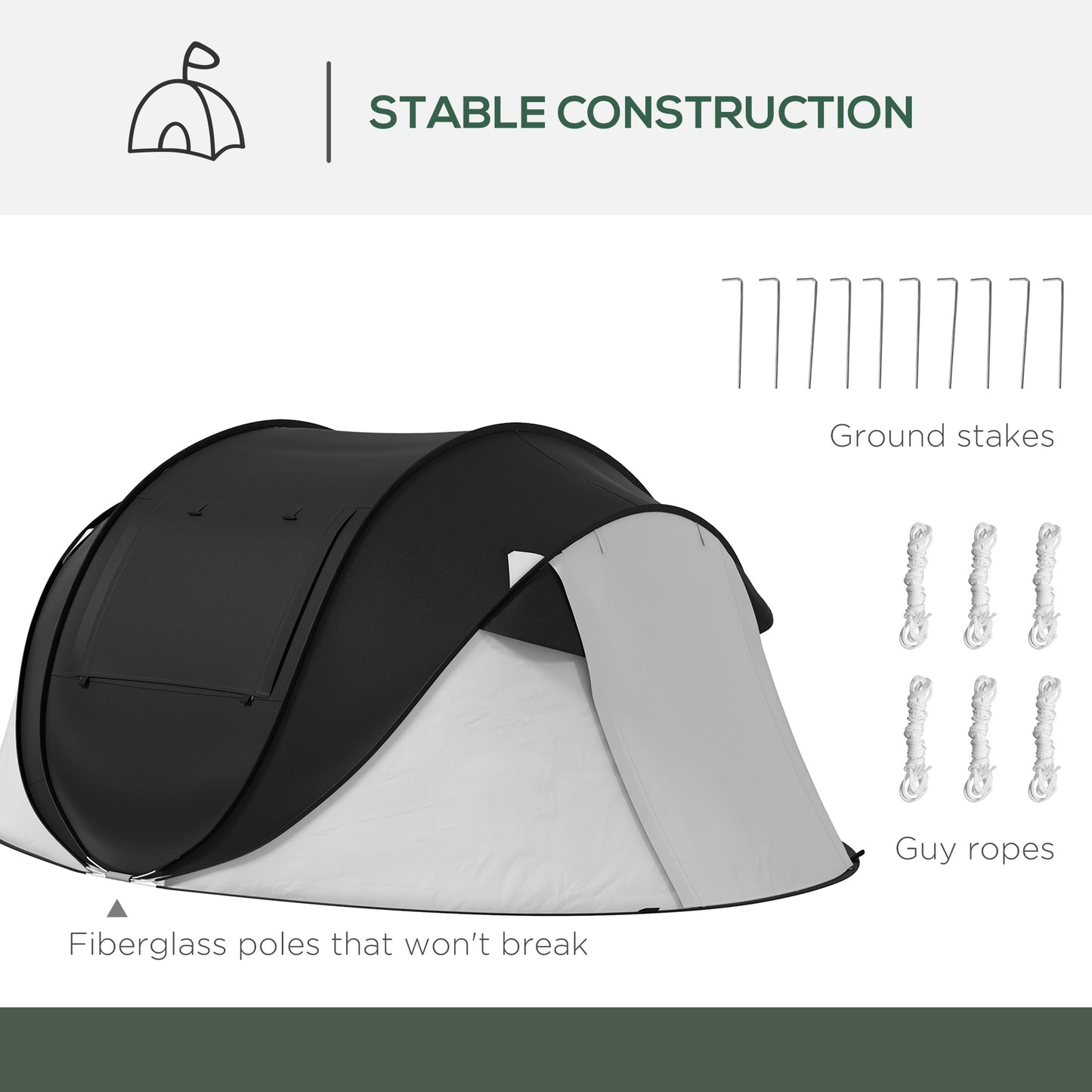 2-3 Person Pop Up Camping Tent with Rainproof Porch – 3000mm Waterproof, Instant Setup & Ventilated Mesh Windows for Outdoor Adventures