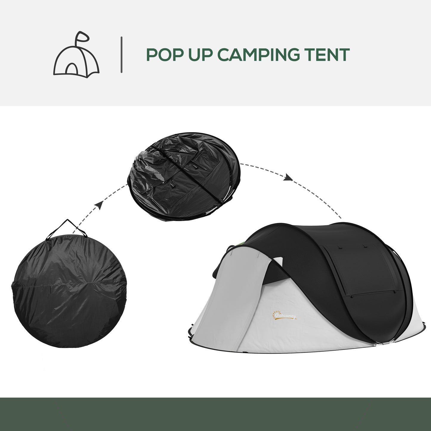 2-3 Person Pop Up Camping Tent with Rainproof Porch – 3000mm Waterproof, Instant Setup & Ventilated Mesh Windows for Outdoor Adventures