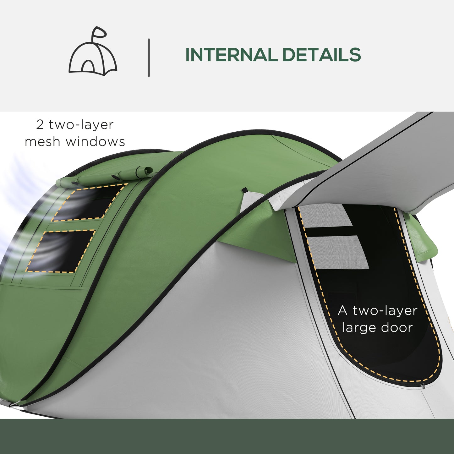 Instant Pop Up Tent for 2-3 People – 3000mm Waterproof Camping Shelter with Porch, UV Protection & 30-Second Setup