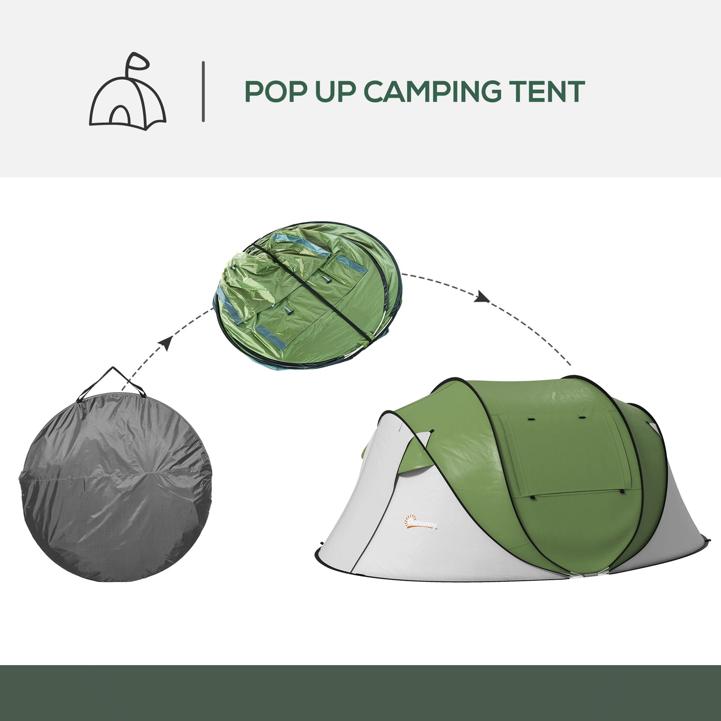 Instant Pop Up Tent for 2-3 People – 3000mm Waterproof Camping Shelter with Porch, UV Protection & 30-Second Setup