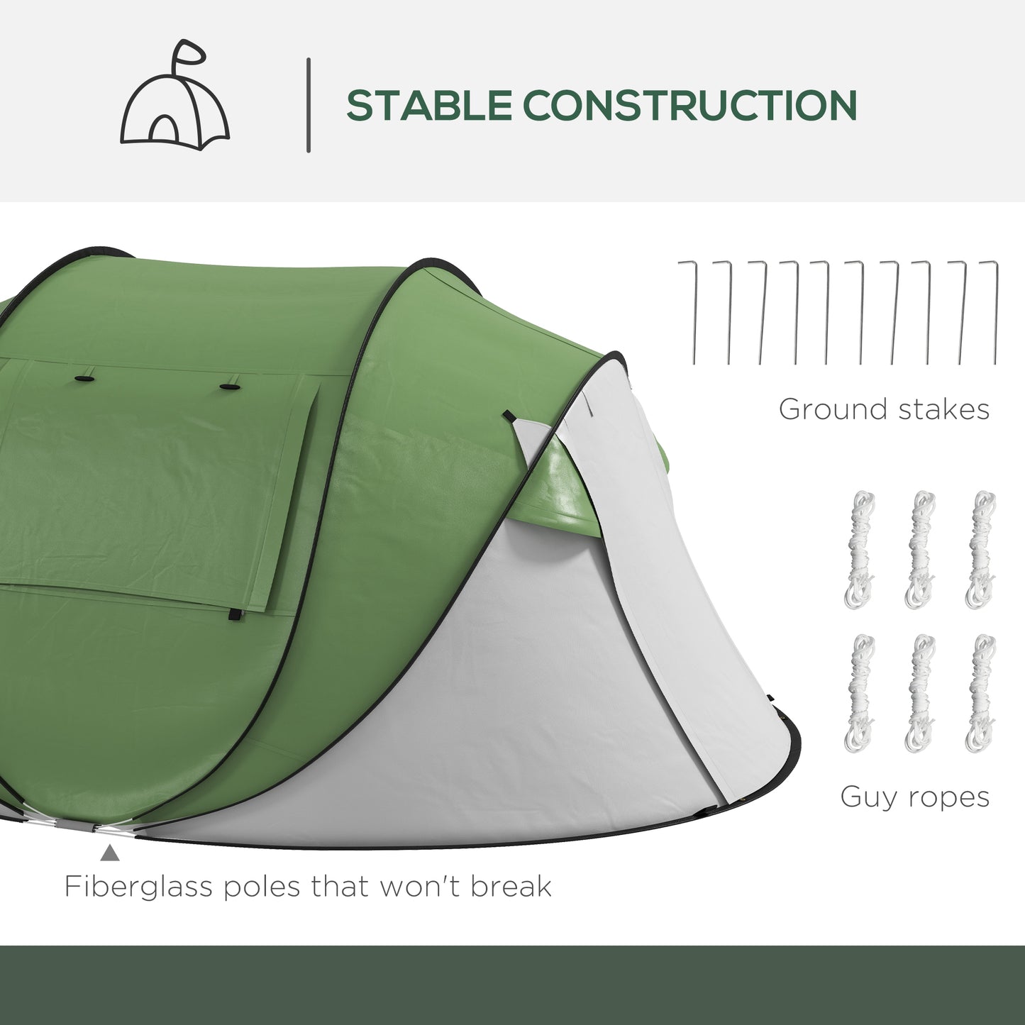 Instant Pop Up Tent for 2-3 People – 3000mm Waterproof Camping Shelter with Porch, UV Protection & 30-Second Setup