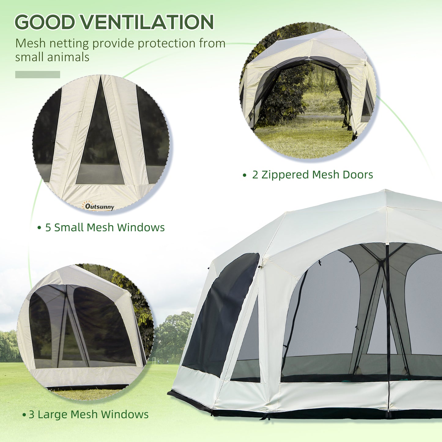 20-Person Family Cabin Camping Tent – Spacious Outdoor Shelter with 9 Mesh Windows, Weatherproof Design & Easy Setup for Large Groups