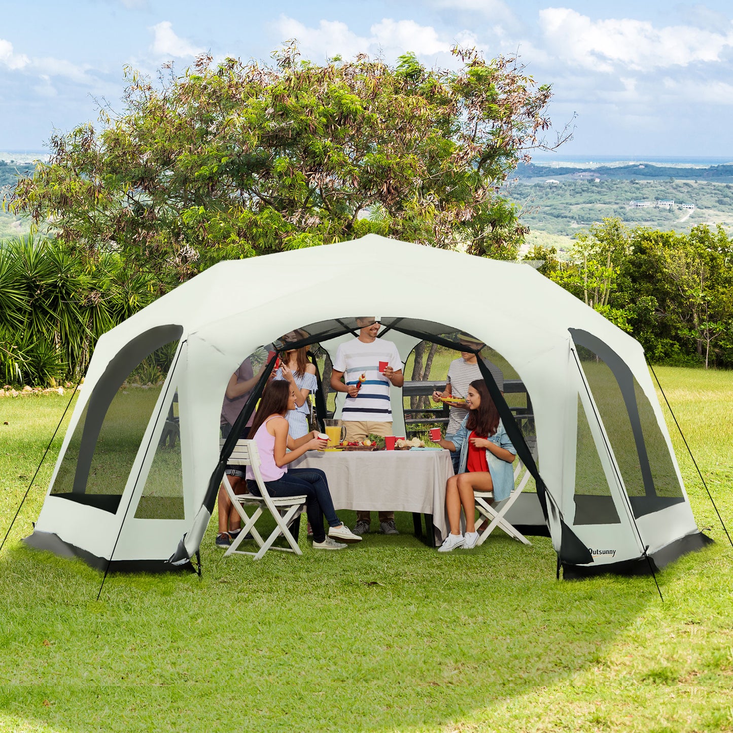 20-Person Family Cabin Camping Tent – Spacious Outdoor Shelter with 9 Mesh Windows, Weatherproof Design & Easy Setup for Large Groups
