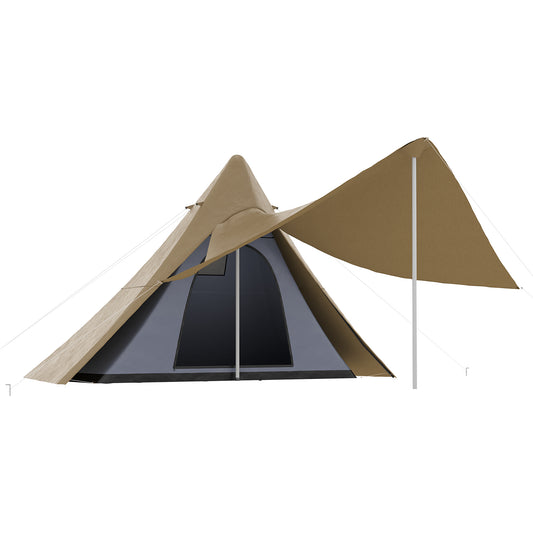 2-3 People Teepee Camping Tent, Waterproof Shelter with Spacious Porch, Instant Setup & Lightweight Backpacking Design