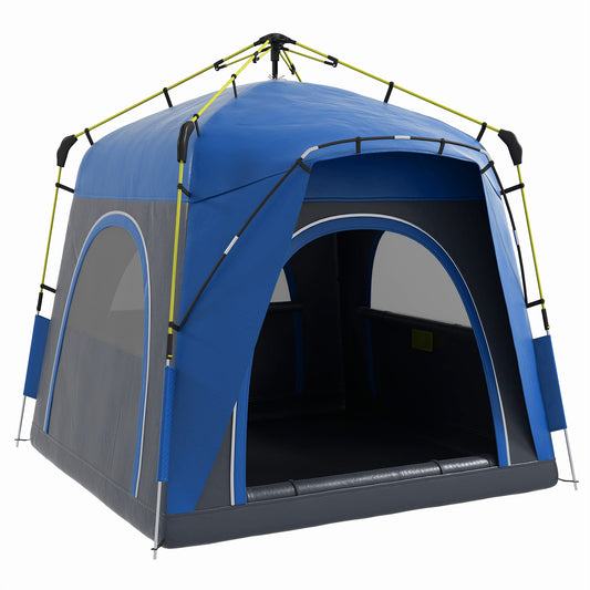 4-Person Hydraulic Pop Up Tent – Instant 1-Minute Setup, Weather-Resistant Family Camping Shelter with 4 Doors & Storage Pockets