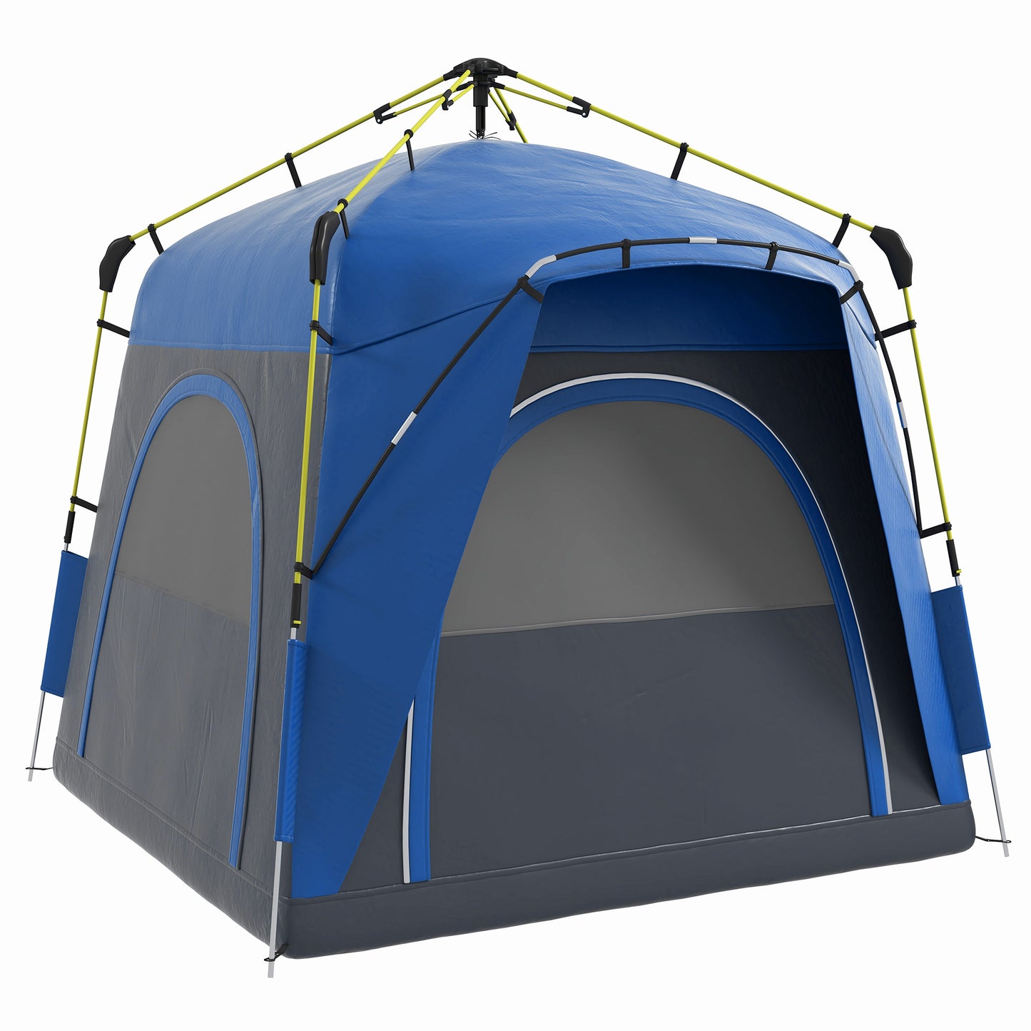 4-Person Hydraulic Pop Up Tent – Instant 1-Minute Setup, Weather-Resistant Family Camping Shelter with 4 Doors & Storage Pockets