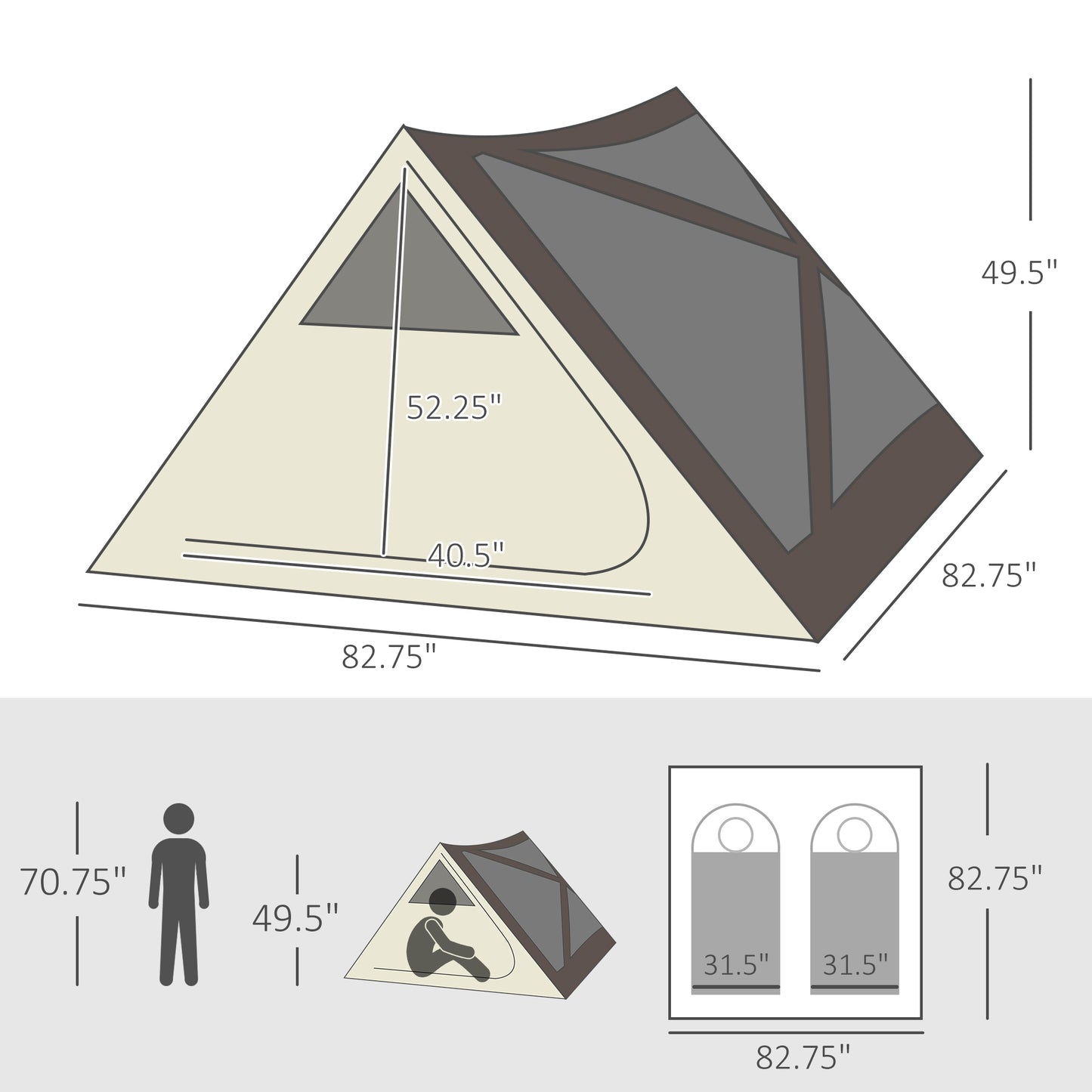 Instant Setup 2-3 Person Waterproof Pop Up Camping Tent – Portable Beach Cabana for Outdoor Adventures with Rainfly & Carry Bag